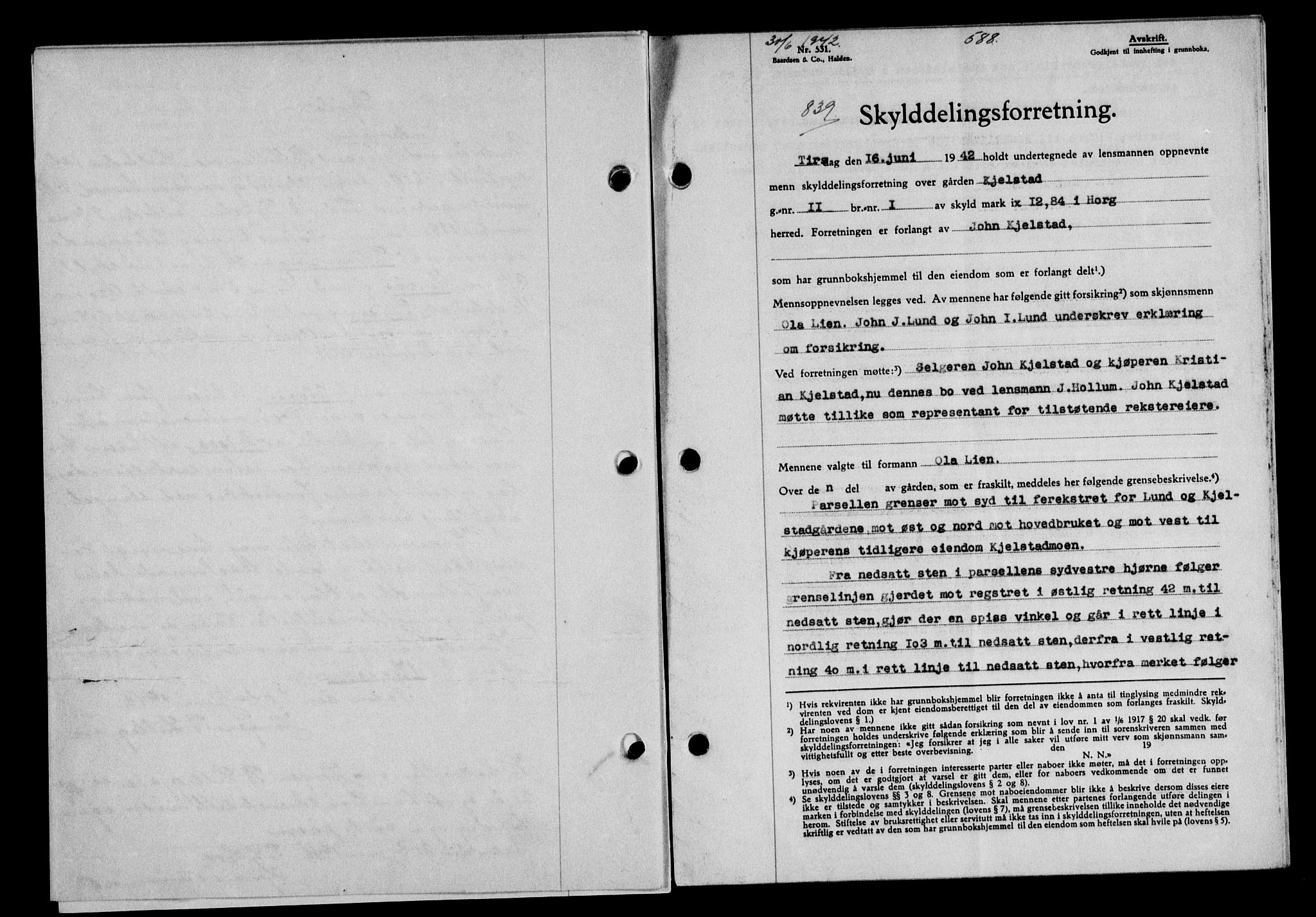 Gauldal sorenskriveri, SAT/A-0014/1/2/2C/L0054: Pantebok nr. 59, 1941-1942, Dagboknr: 839/1942