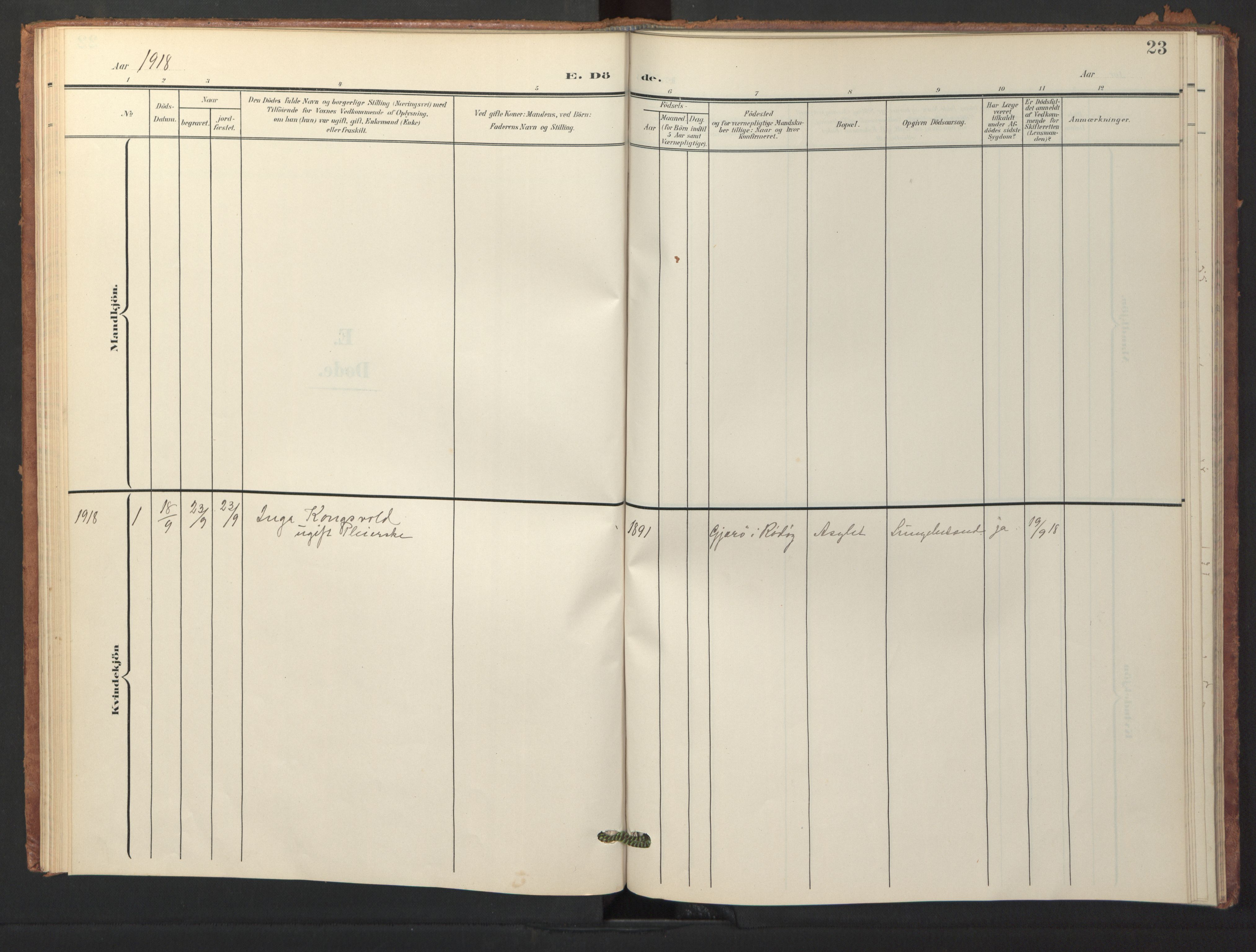Ministerialprotokoller, klokkerbøker og fødselsregistre - Nordland, SAT/A-1459/809/L0136: Ministerialbok nr. 809A01, 1902-1962, s. 23