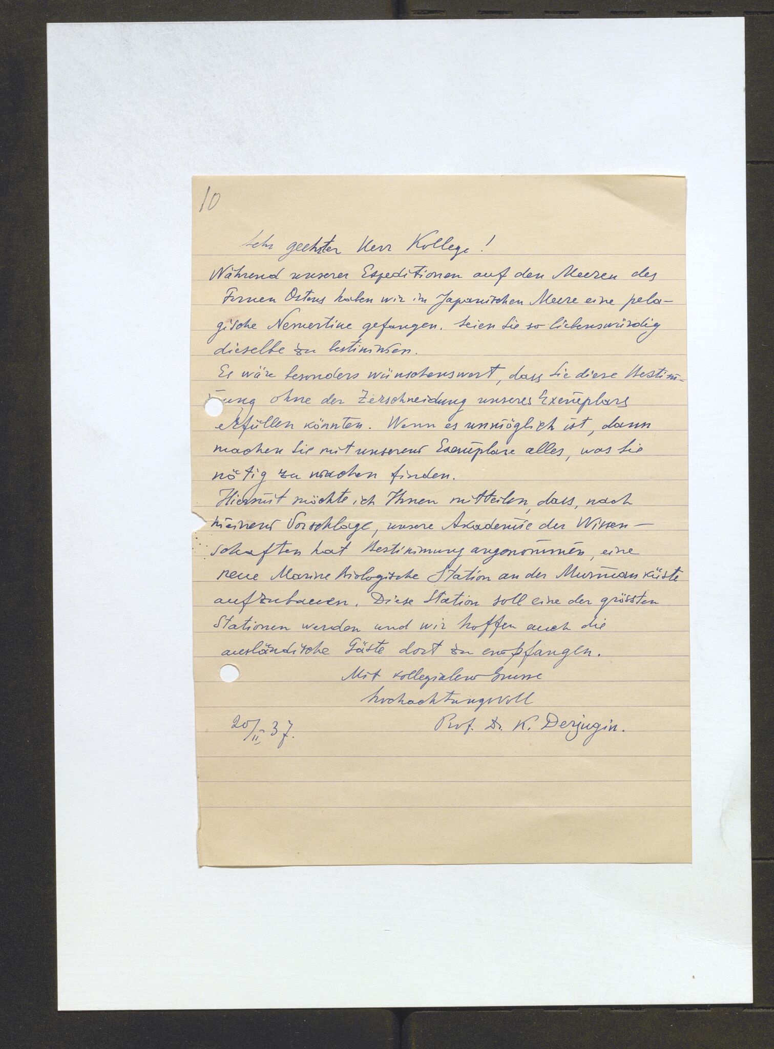 Bergens Museum, AV/SAB-A-17301/13/D/L0002: Korrespondanse , 1928-1940, s. 406