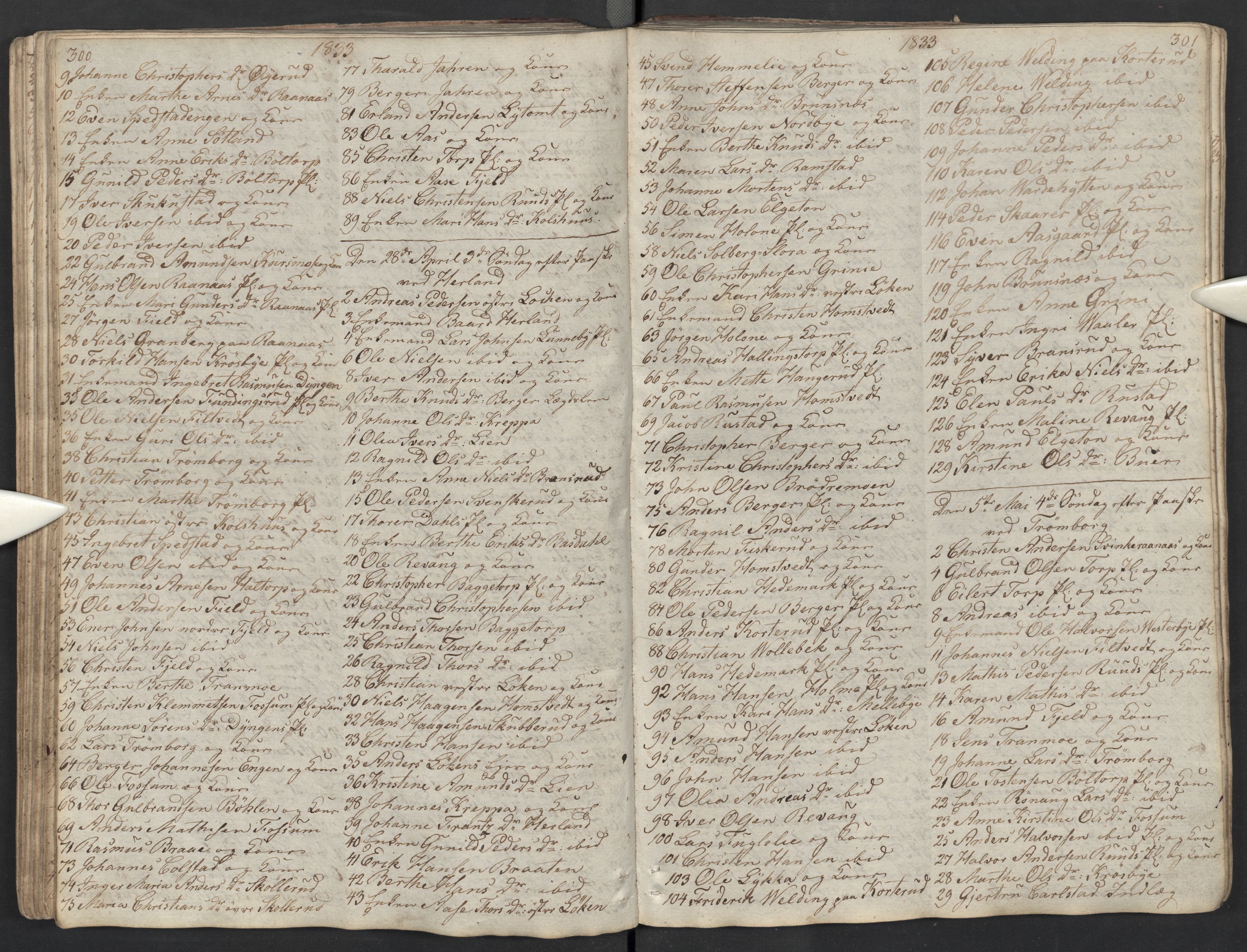 Eidsberg prestekontor Kirkebøker, AV/SAO-A-10905/M/Ma/L0002: Kommunikantprotokoll nr. I 2, 1821-1841, s. 300-301