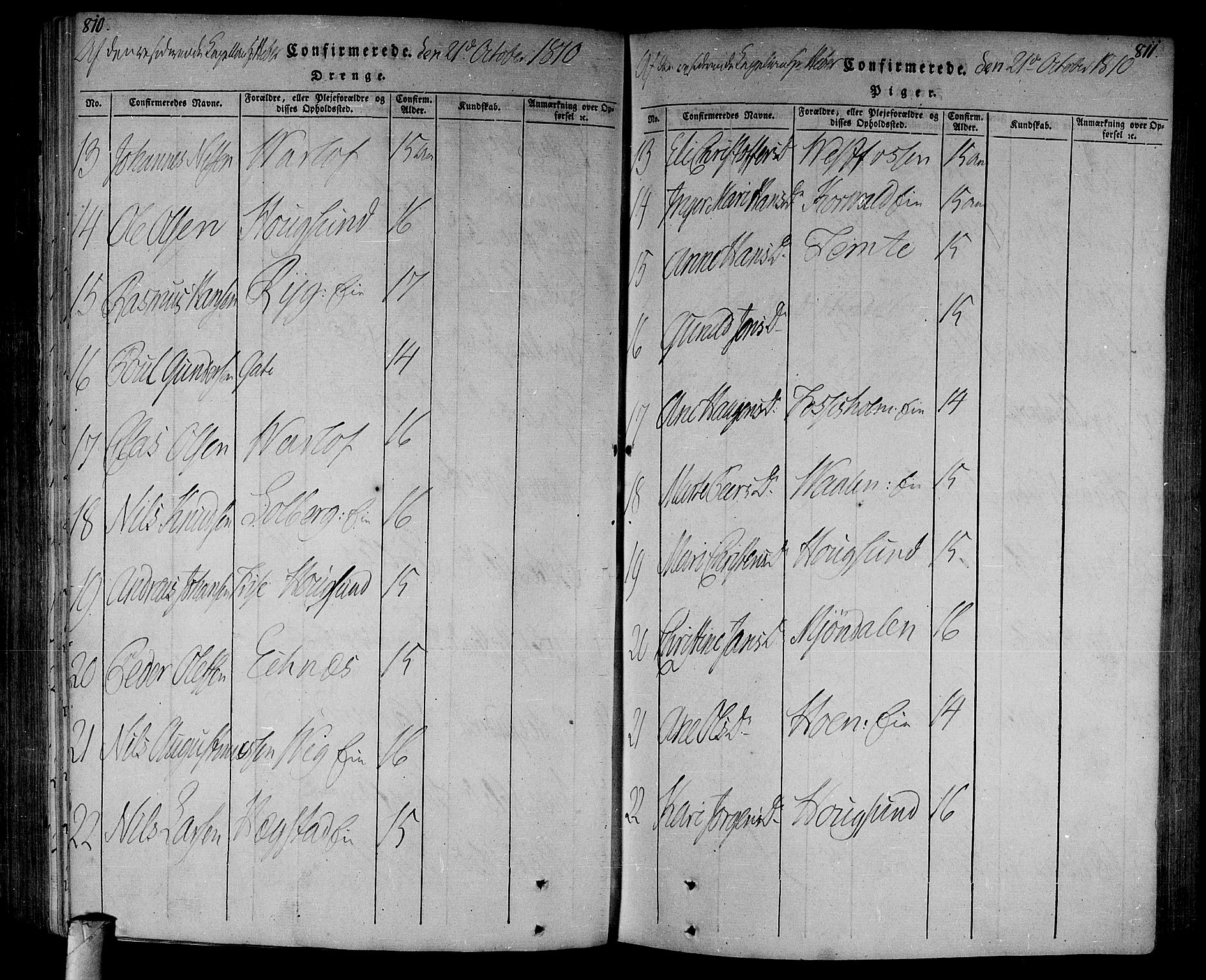 Eiker kirkebøker, AV/SAKO-A-4/F/Fa/L0010: Ministerialbok nr. I 10, 1806-1815, s. 810-811