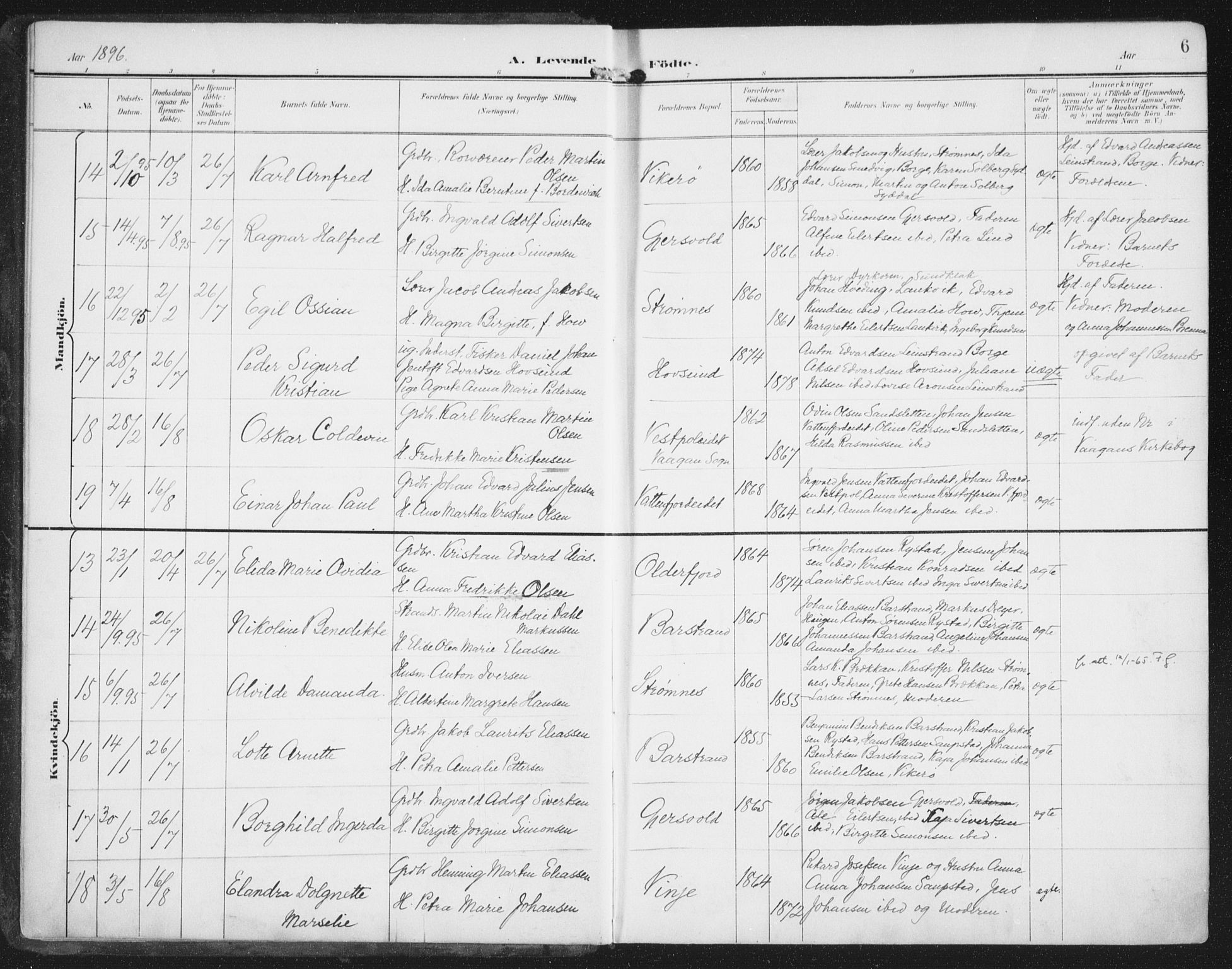 Ministerialprotokoller, klokkerbøker og fødselsregistre - Nordland, SAT/A-1459/876/L1098: Ministerialbok nr. 876A04, 1896-1915, s. 6