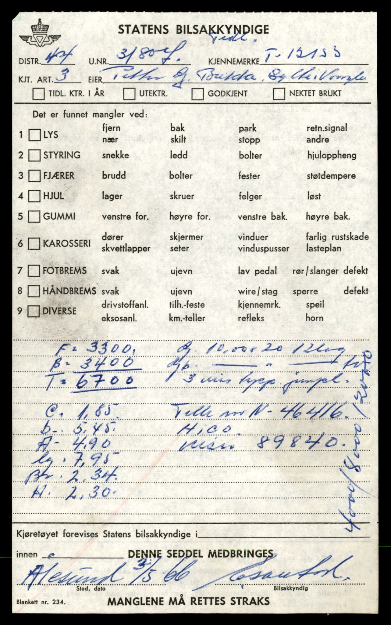 Møre og Romsdal vegkontor - Ålesund trafikkstasjon, AV/SAT-A-4099/F/Fe/L0033: Registreringskort for kjøretøy T 12151 - T 12474, 1927-1998, s. 145