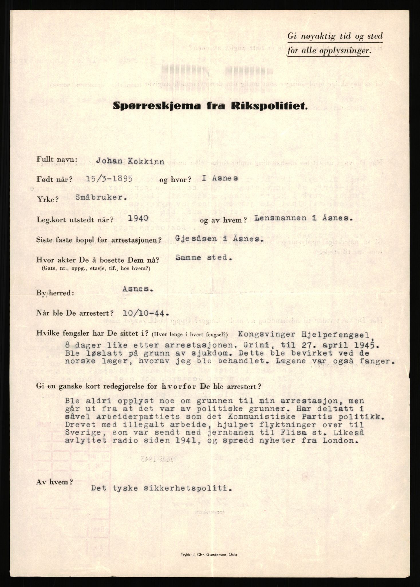 Rikspolitisjefen, AV/RA-S-1560/L/L0009: Karlsen, Aksel Emanuel - Kristiansen, Øivind Vetre, 1940-1945, s. 687