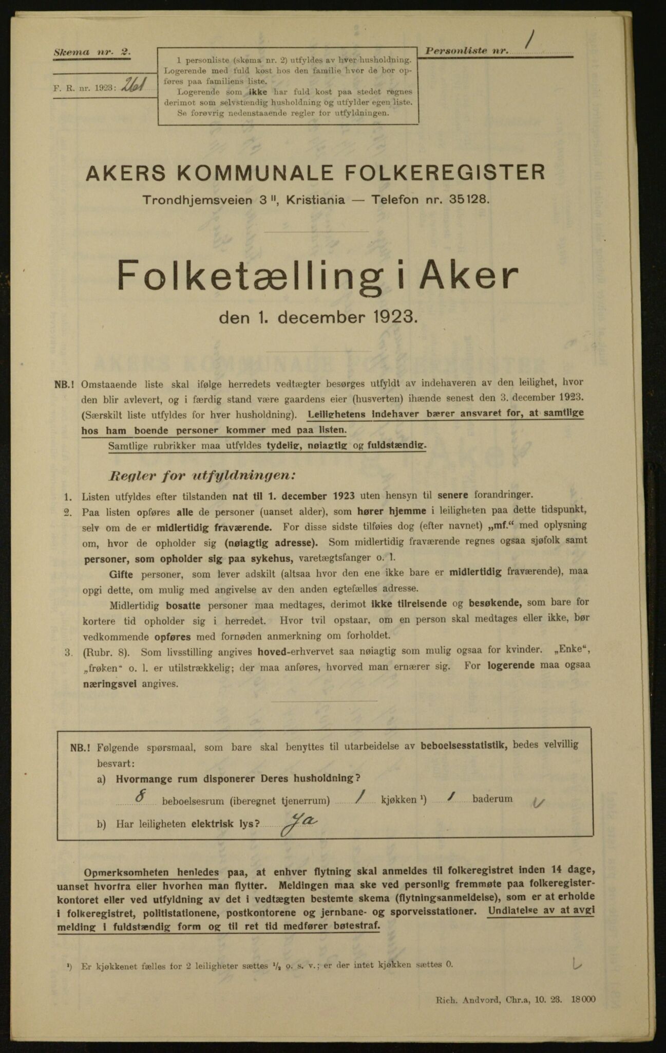 , Kommunal folketelling 1.12.1923 for Aker, 1923, s. 1726