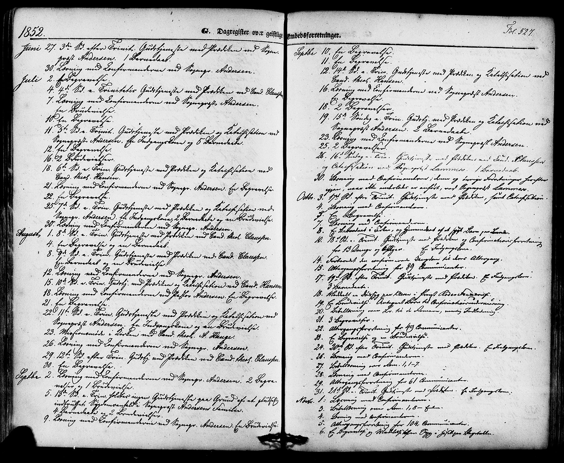 Skien kirkebøker, AV/SAKO-A-302/F/Fa/L0006a: Ministerialbok nr. 6A, 1843-1856, s. 527
