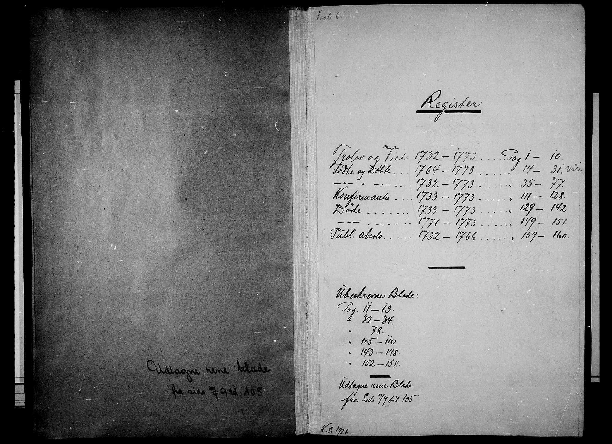 Våle kirkebøker, SAKO/A-334/F/Fa/L0004: Ministerialbok nr. I 4 /1, 1732-1773