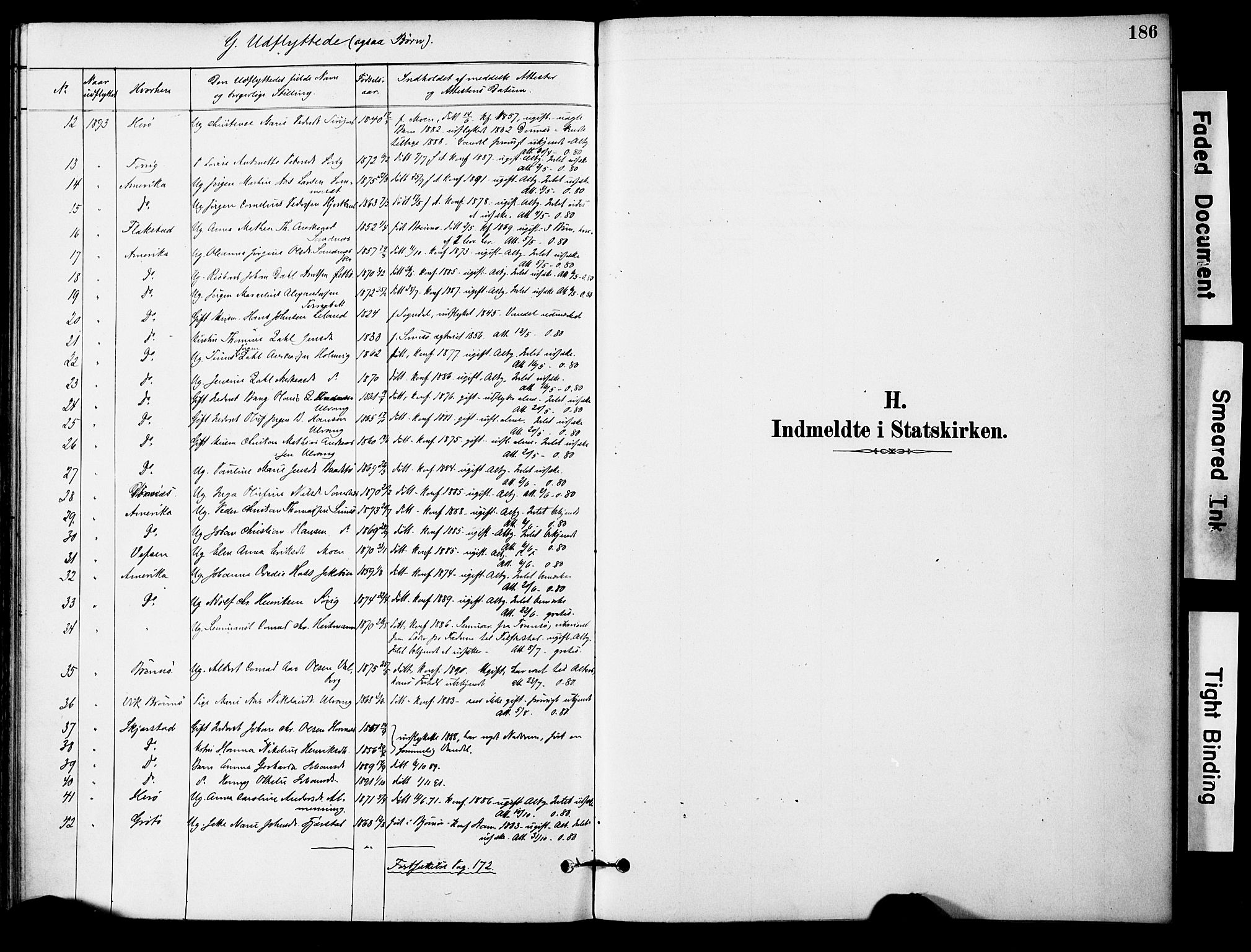 Ministerialprotokoller, klokkerbøker og fødselsregistre - Nordland, SAT/A-1459/830/L0450: Ministerialbok nr. 830A14, 1879-1896, s. 186