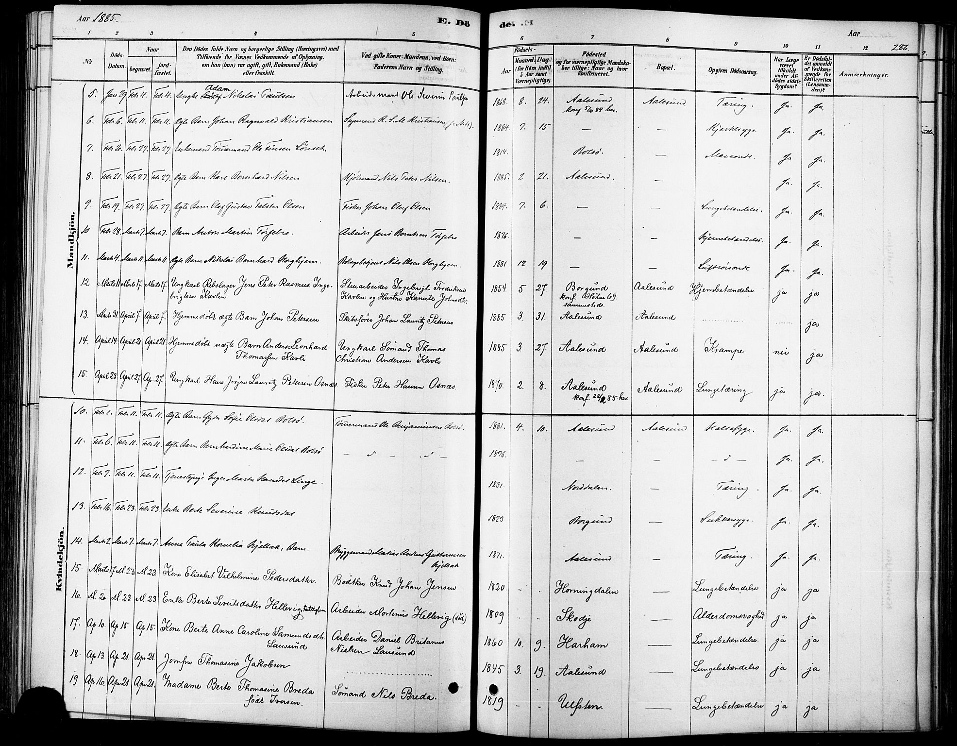 Ministerialprotokoller, klokkerbøker og fødselsregistre - Møre og Romsdal, SAT/A-1454/529/L0454: Ministerialbok nr. 529A04, 1878-1885, s. 286
