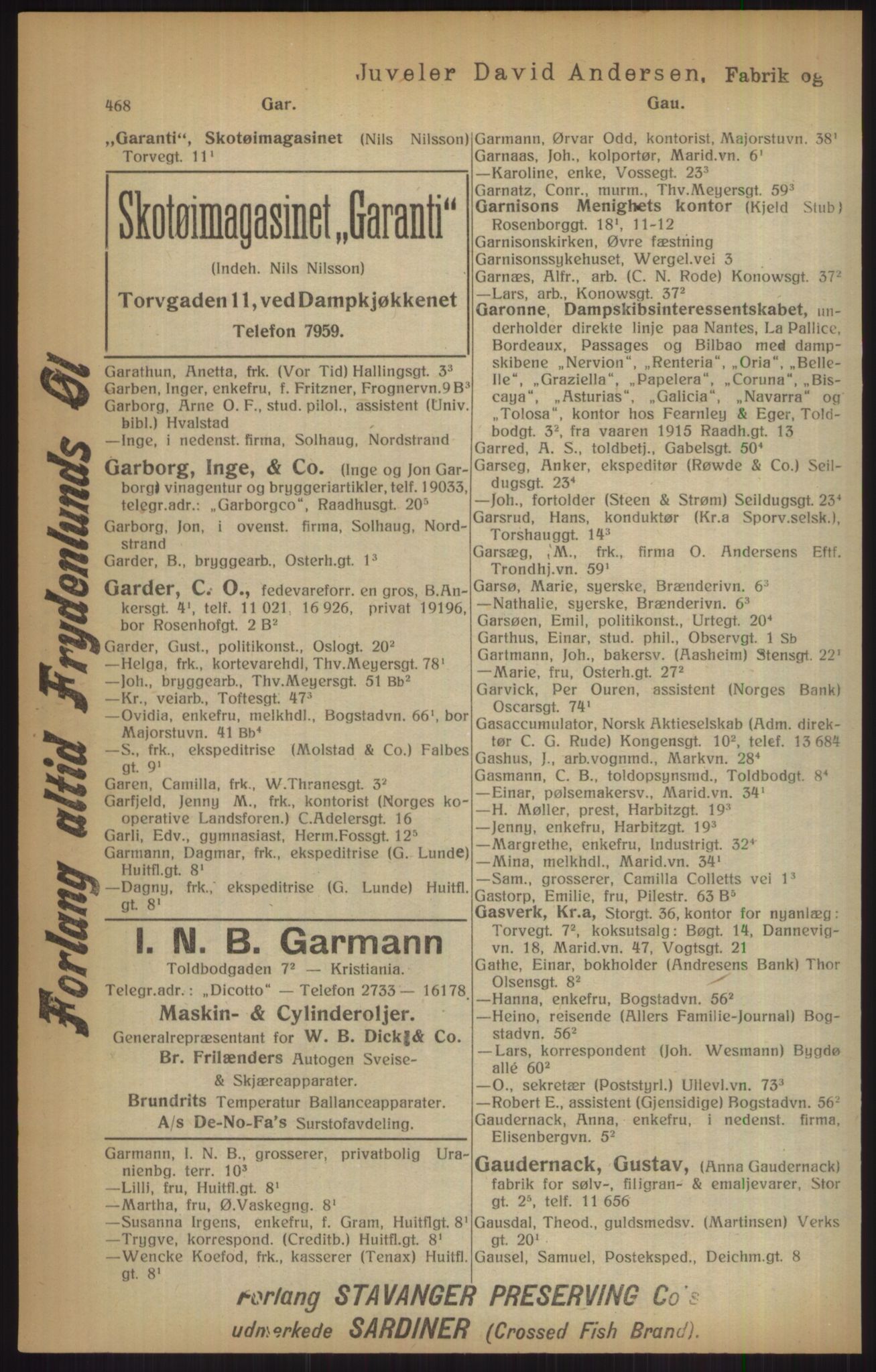 Kristiania/Oslo adressebok, PUBL/-, 1915, s. 468