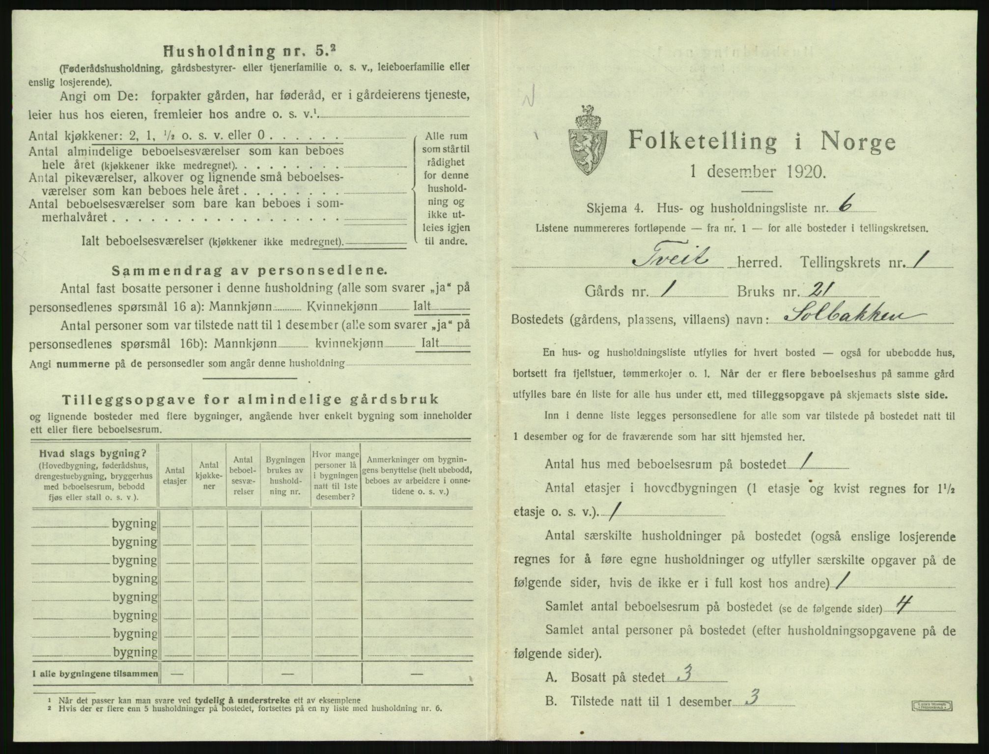 SAK, Folketelling 1920 for 1013 Tveit herred, 1920, s. 54