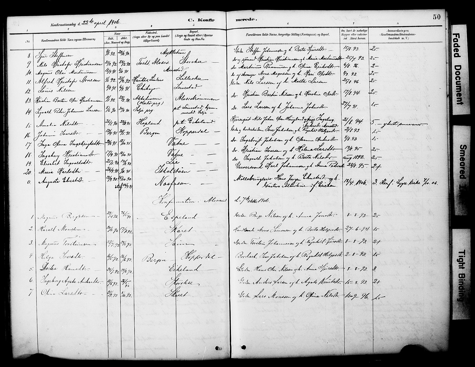 Alversund Sokneprestembete, AV/SAB-A-73901/H/Ha/Hab: Klokkerbok nr. D 3, 1890-1908, s. 50