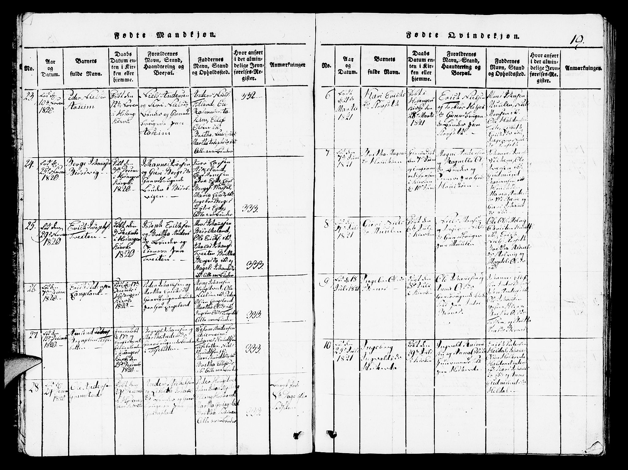 Hosanger sokneprestembete, AV/SAB-A-75801/H/Hab: Klokkerbok nr. A 1 /1, 1816-1856, s. 19