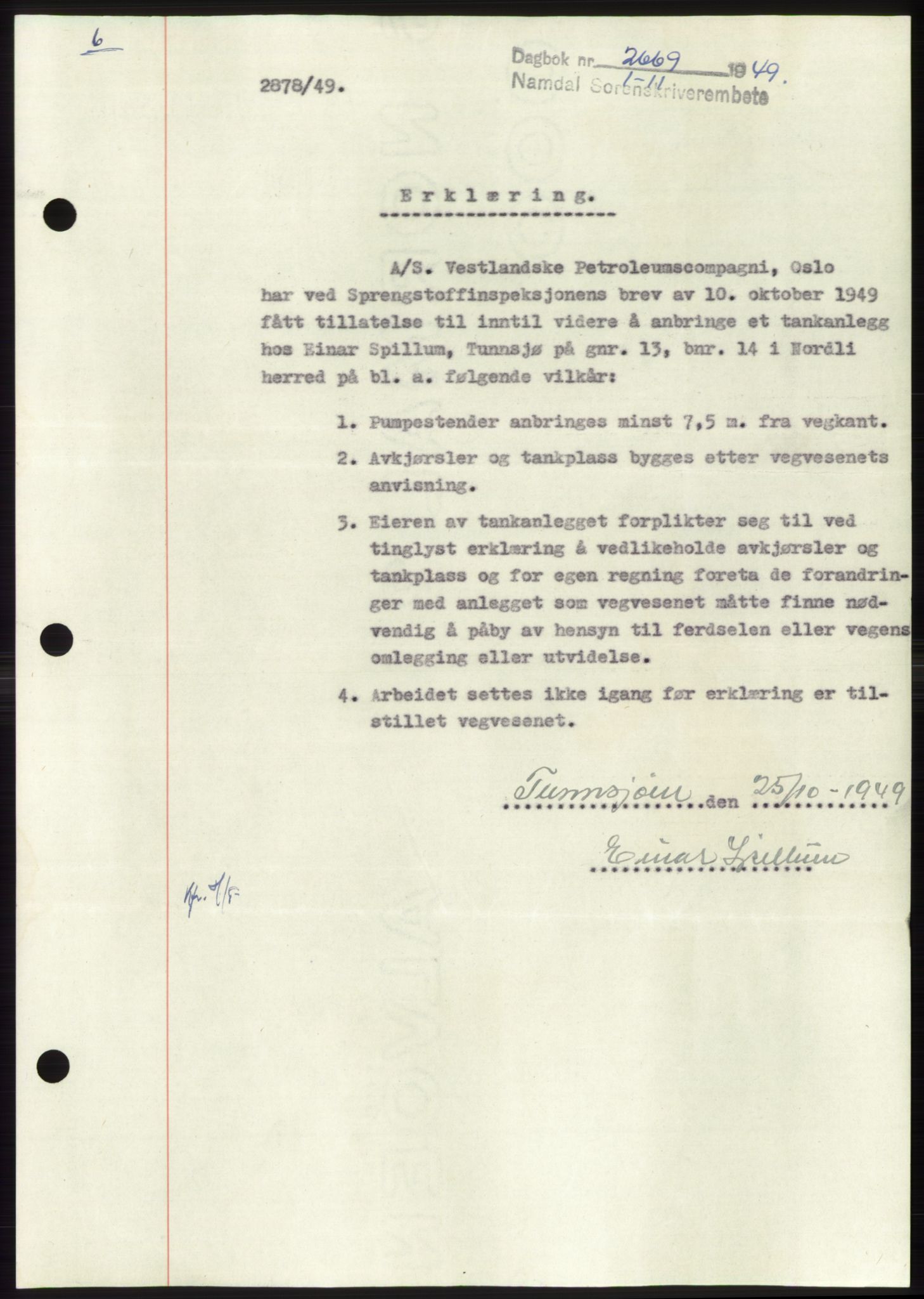 Namdal sorenskriveri, SAT/A-4133/1/2/2C: Pantebok nr. -, 1949-1949, Dagboknr: 2669/1949