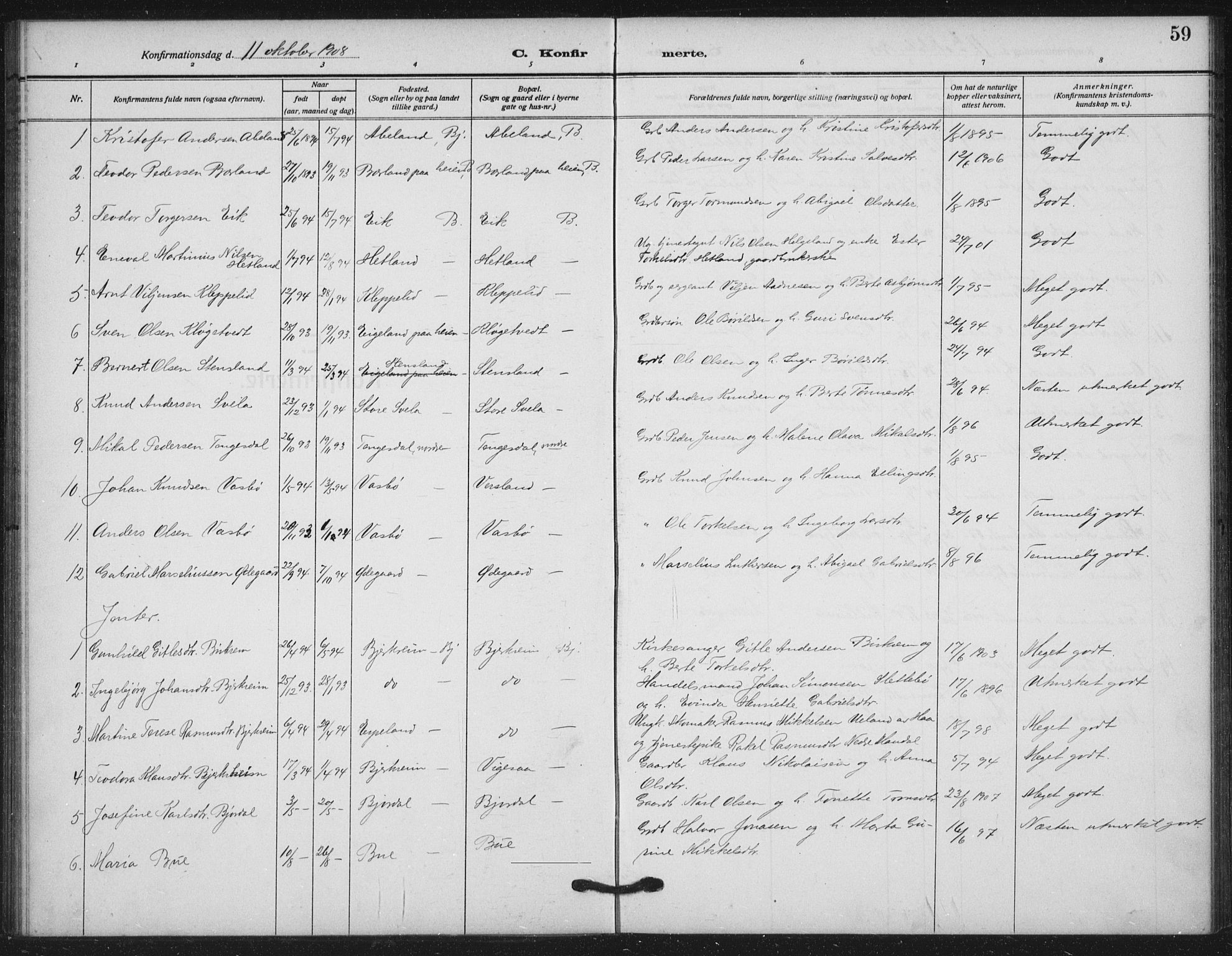 Helleland sokneprestkontor, AV/SAST-A-101810: Ministerialbok nr. A 11, 1909-1922, s. 59
