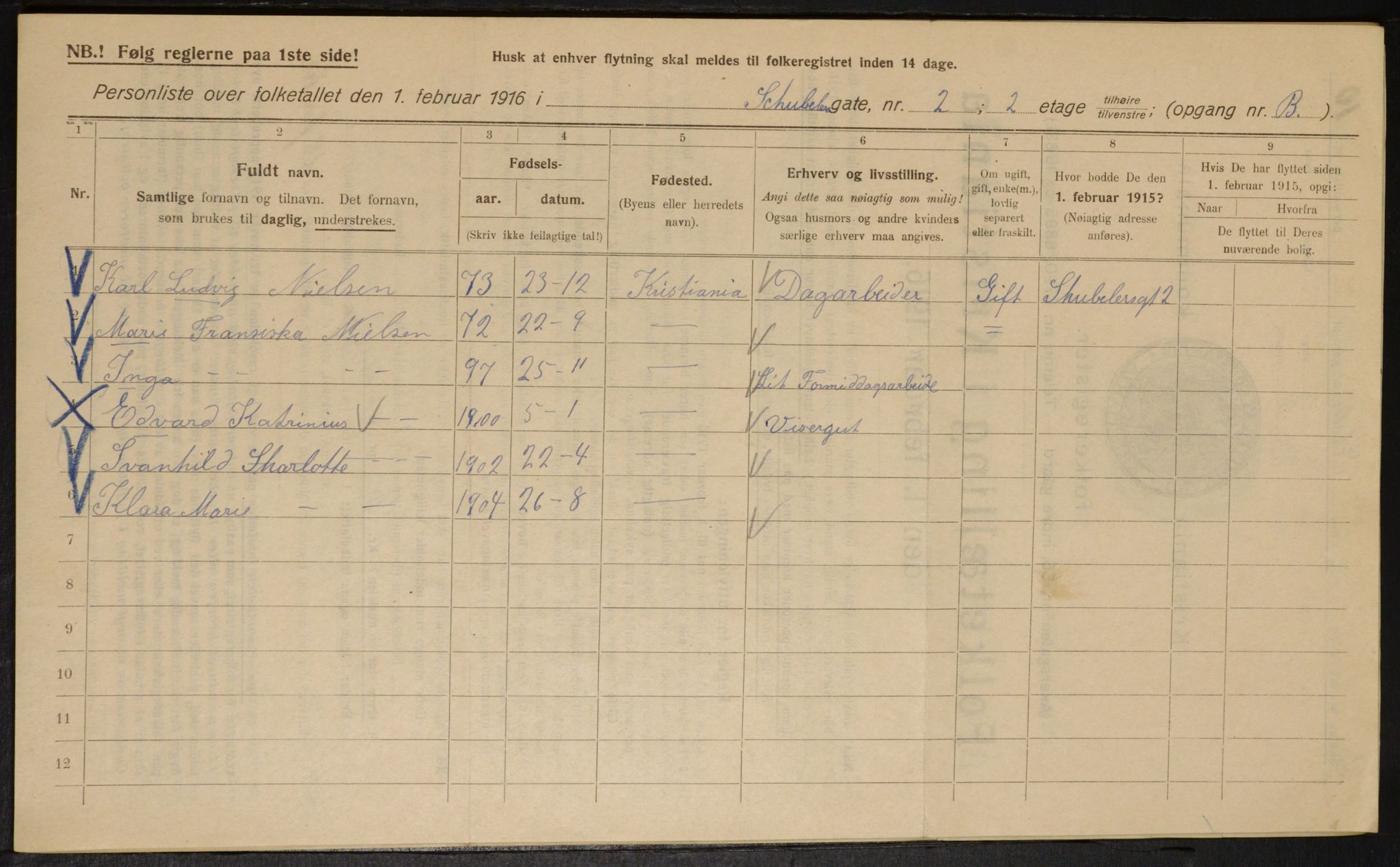 OBA, Kommunal folketelling 1.2.1916 for Kristiania, 1916, s. 95125