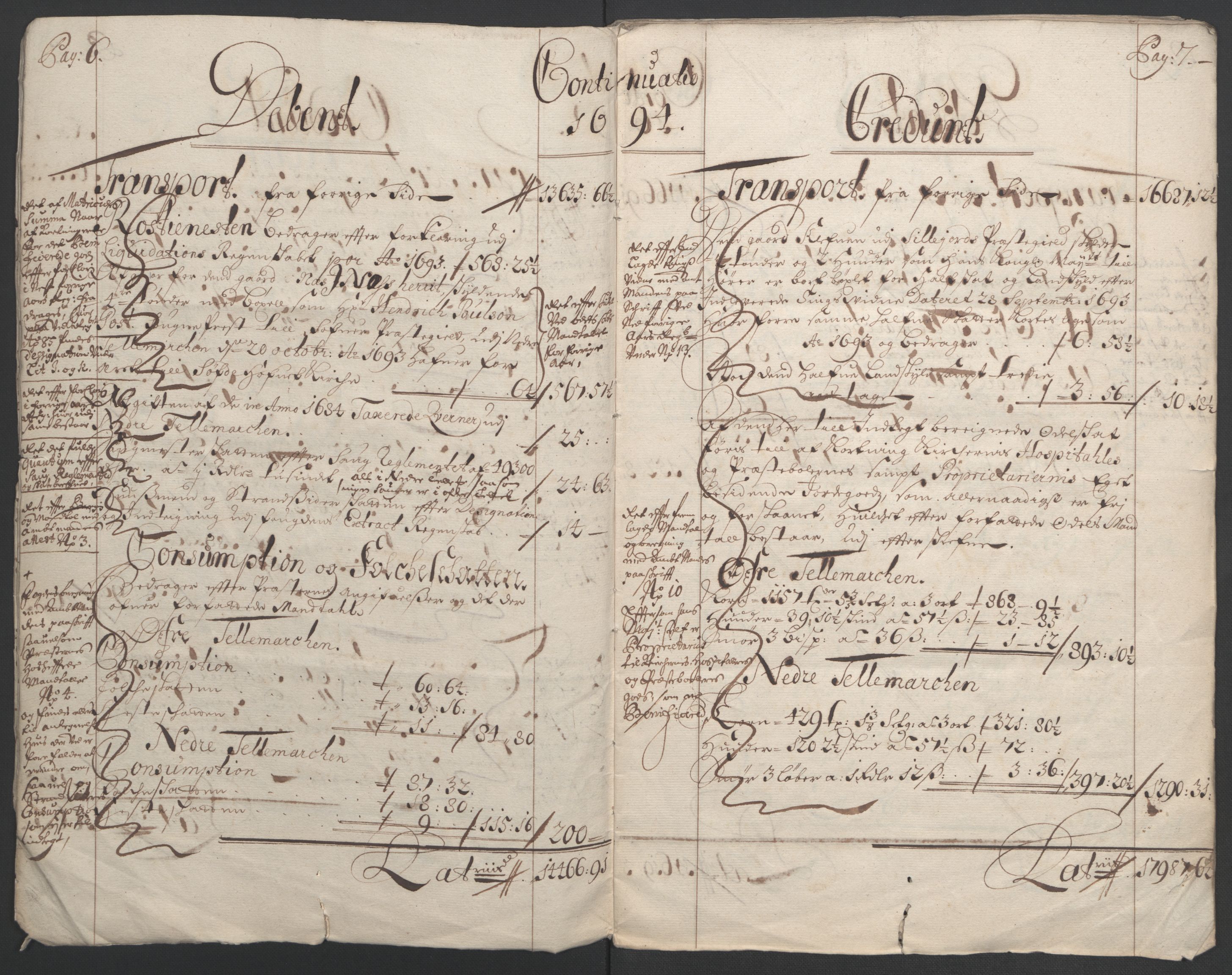 Rentekammeret inntil 1814, Reviderte regnskaper, Fogderegnskap, AV/RA-EA-4092/R36/L2092: Fogderegnskap Øvre og Nedre Telemark og Bamble, 1694, s. 6