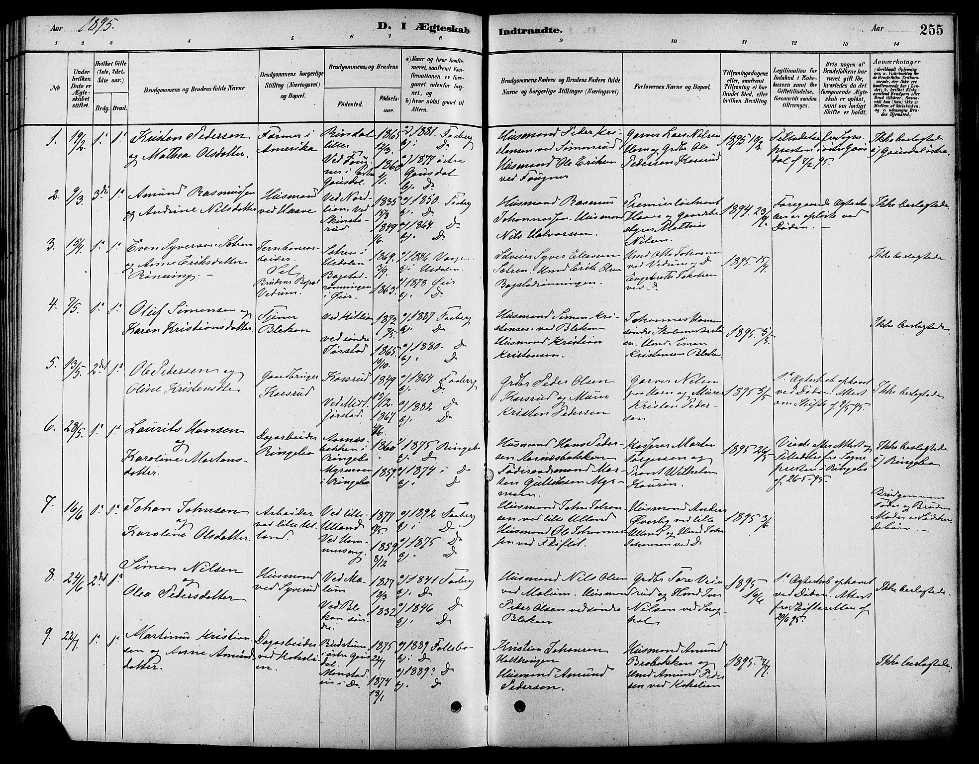 Fåberg prestekontor, AV/SAH-PREST-086/H/Ha/Haa/L0008: Ministerialbok nr. 8, 1879-1898, s. 255