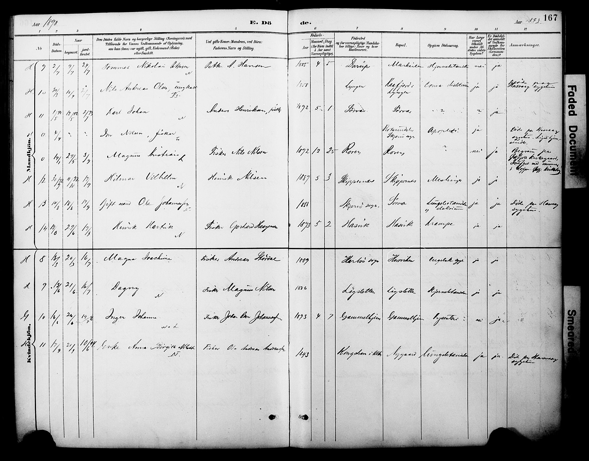 Loppa sokneprestkontor, AV/SATØ-S-1339/H/Ha/L0008kirke: Ministerialbok nr. 8, 1889-1907, s. 167