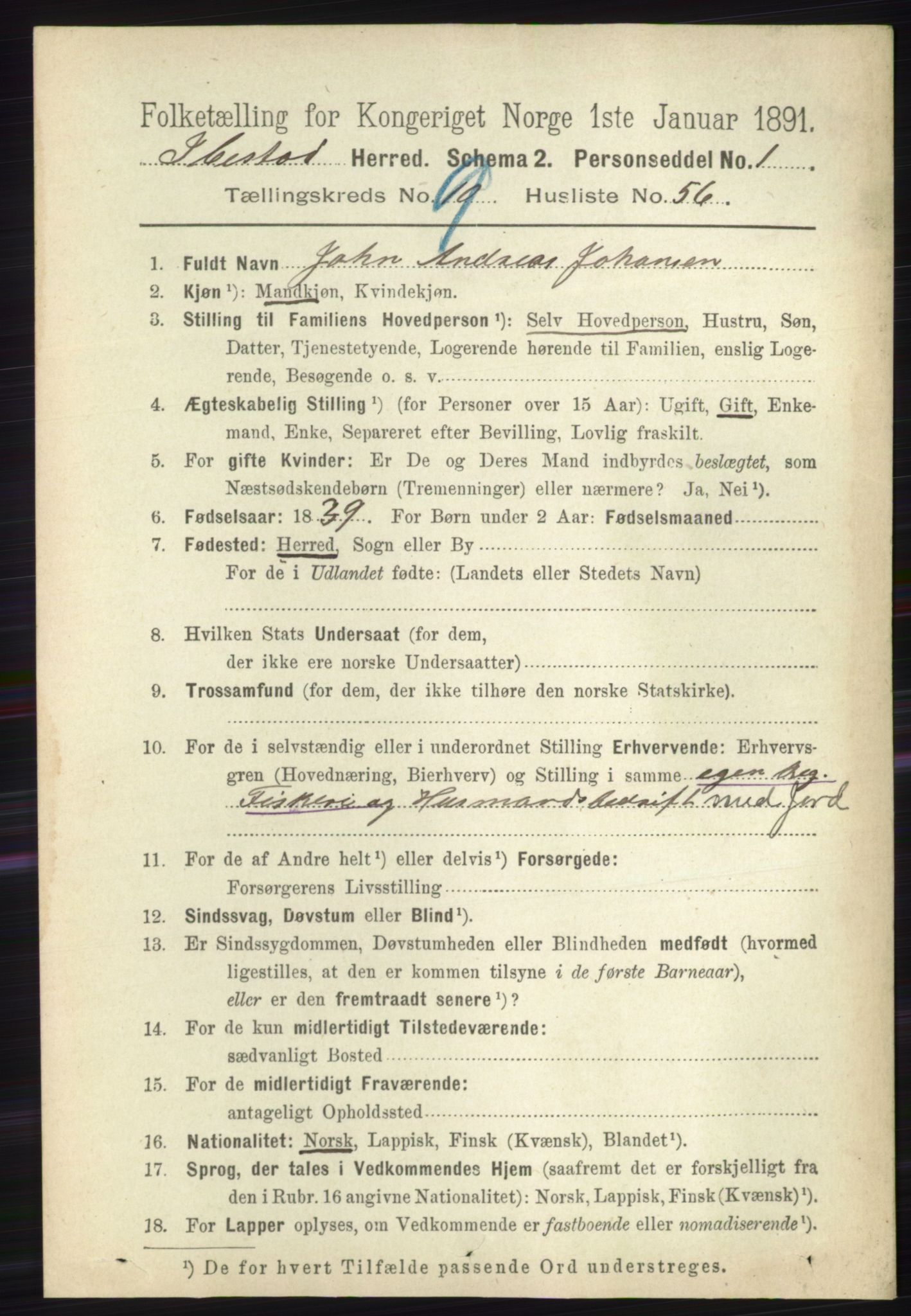 RA, Folketelling 1891 for 1917 Ibestad herred, 1891, s. 6320