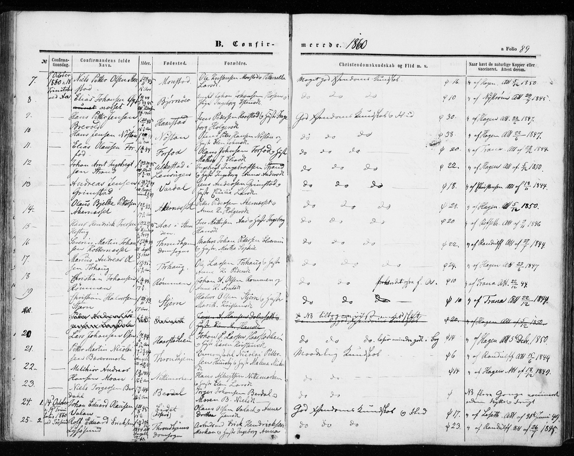 Ministerialprotokoller, klokkerbøker og fødselsregistre - Sør-Trøndelag, AV/SAT-A-1456/655/L0678: Ministerialbok nr. 655A07, 1861-1873, s. 89