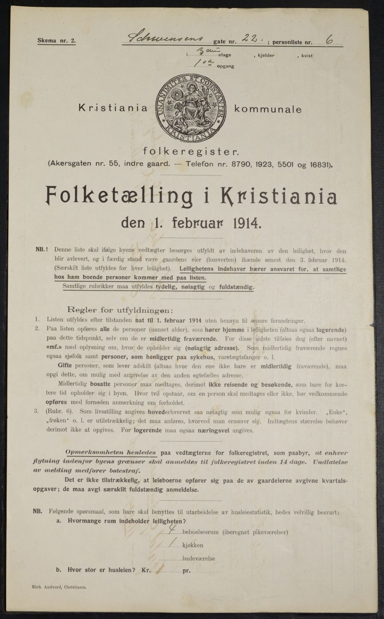 OBA, Kommunal folketelling 1.2.1914 for Kristiania, 1914, s. 92733