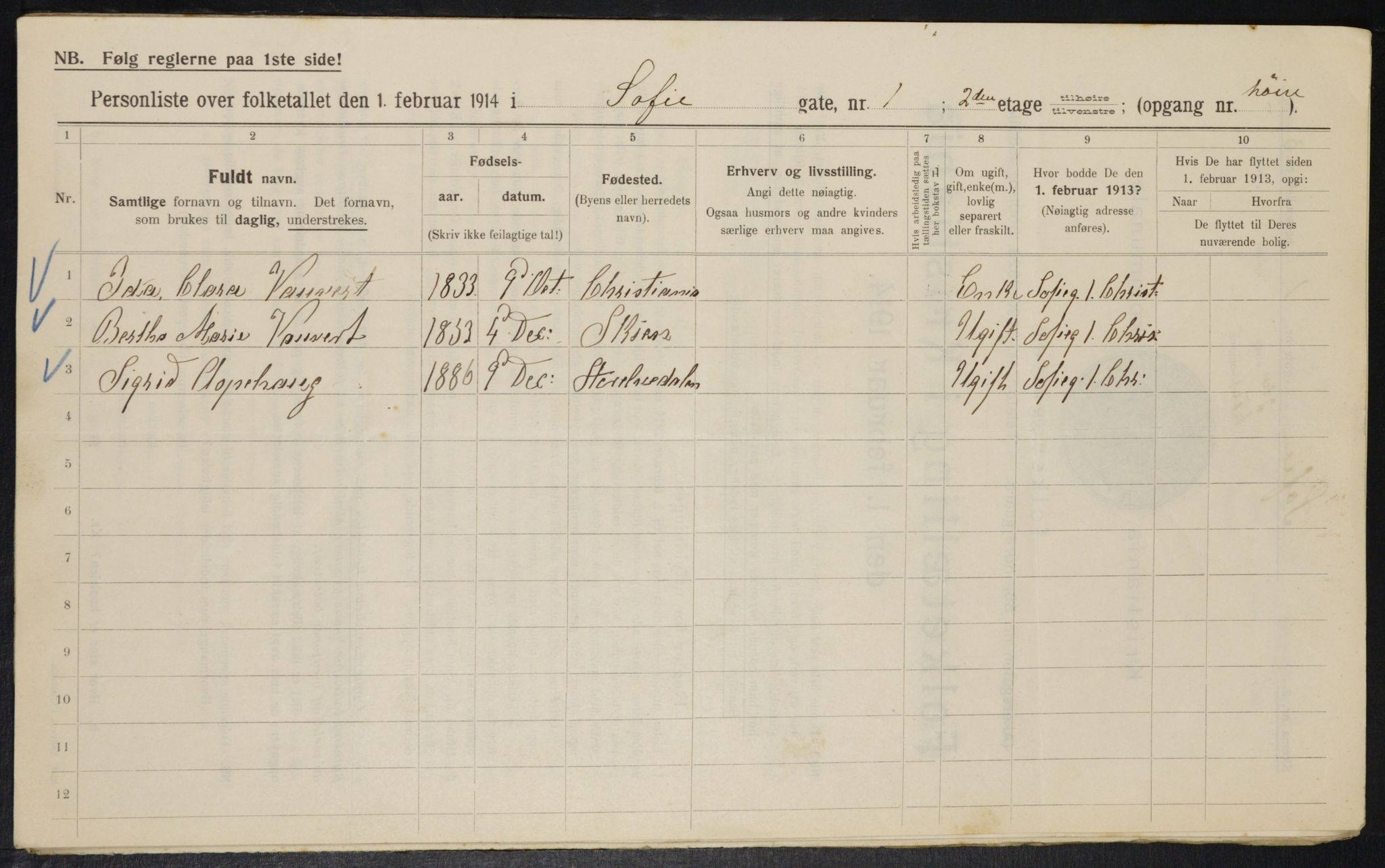 OBA, Kommunal folketelling 1.2.1914 for Kristiania, 1914, s. 98575