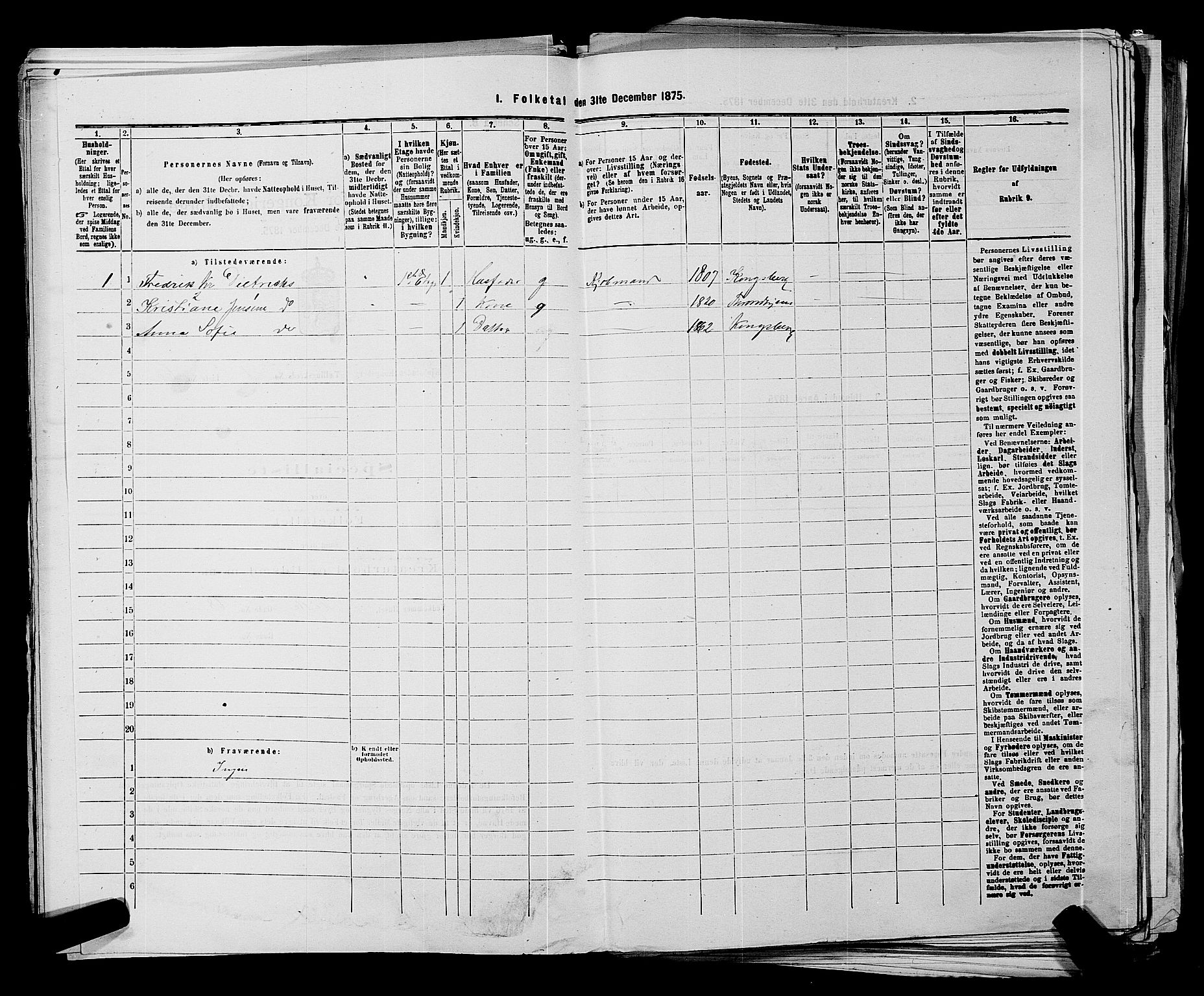 SAKO, Folketelling 1875 for 0604B Kongsberg prestegjeld, Kongsberg kjøpstad, 1875, s. 164