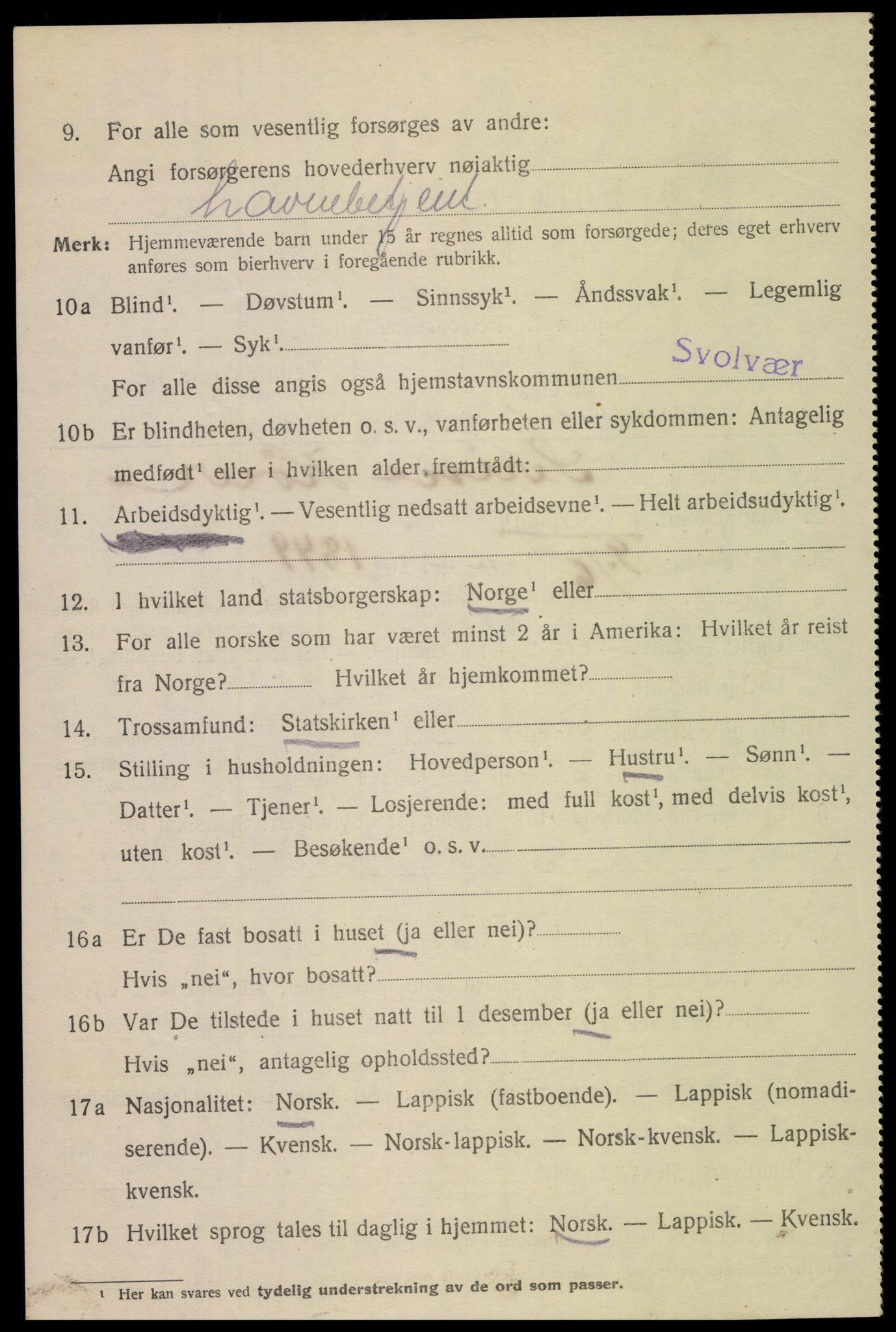 SAT, Folketelling 1920 for 1806 Svolvær kjøpstad, 1920, s. 4845