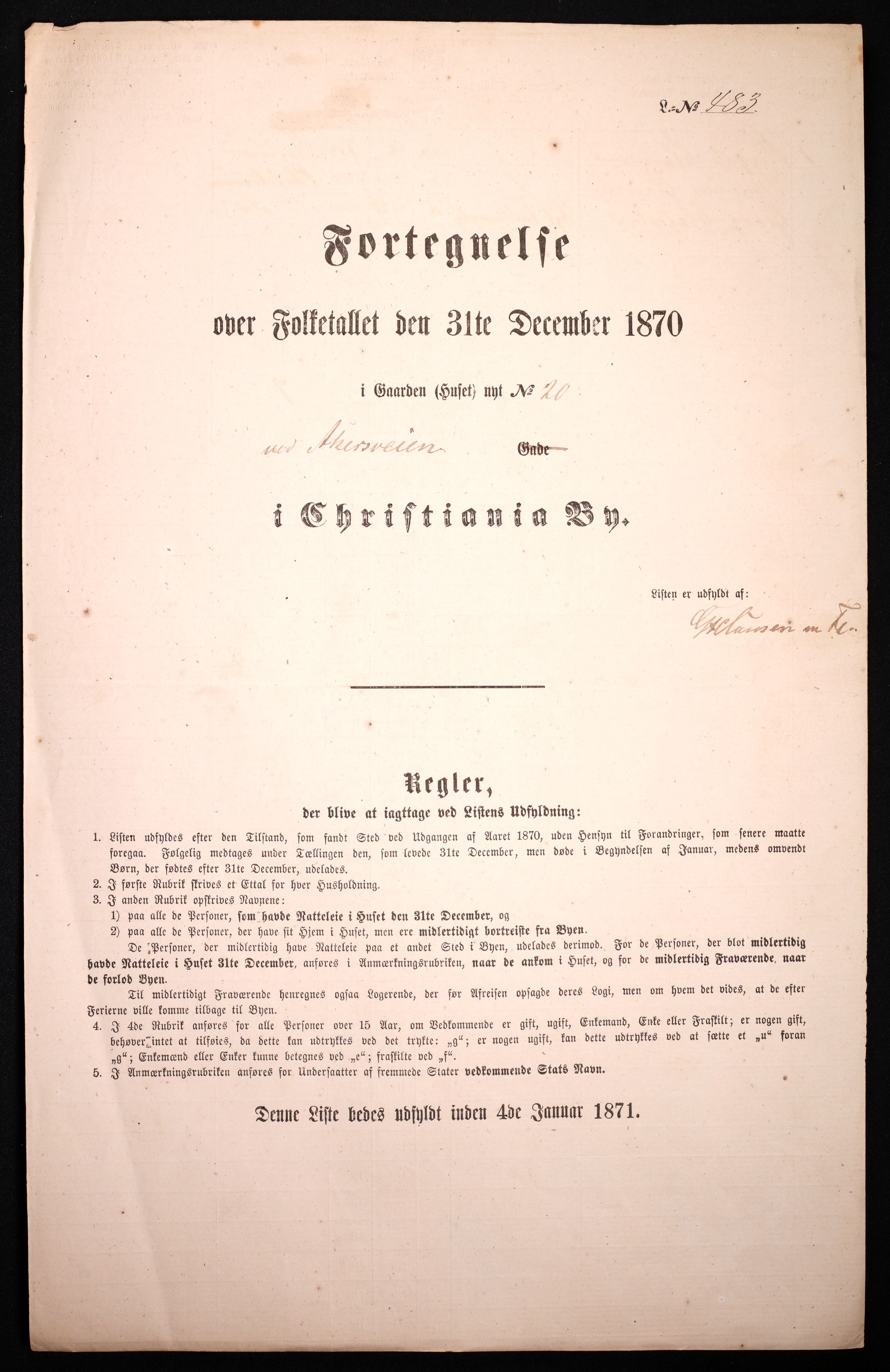 RA, Folketelling 1870 for 0301 Kristiania kjøpstad, 1870, s. 252