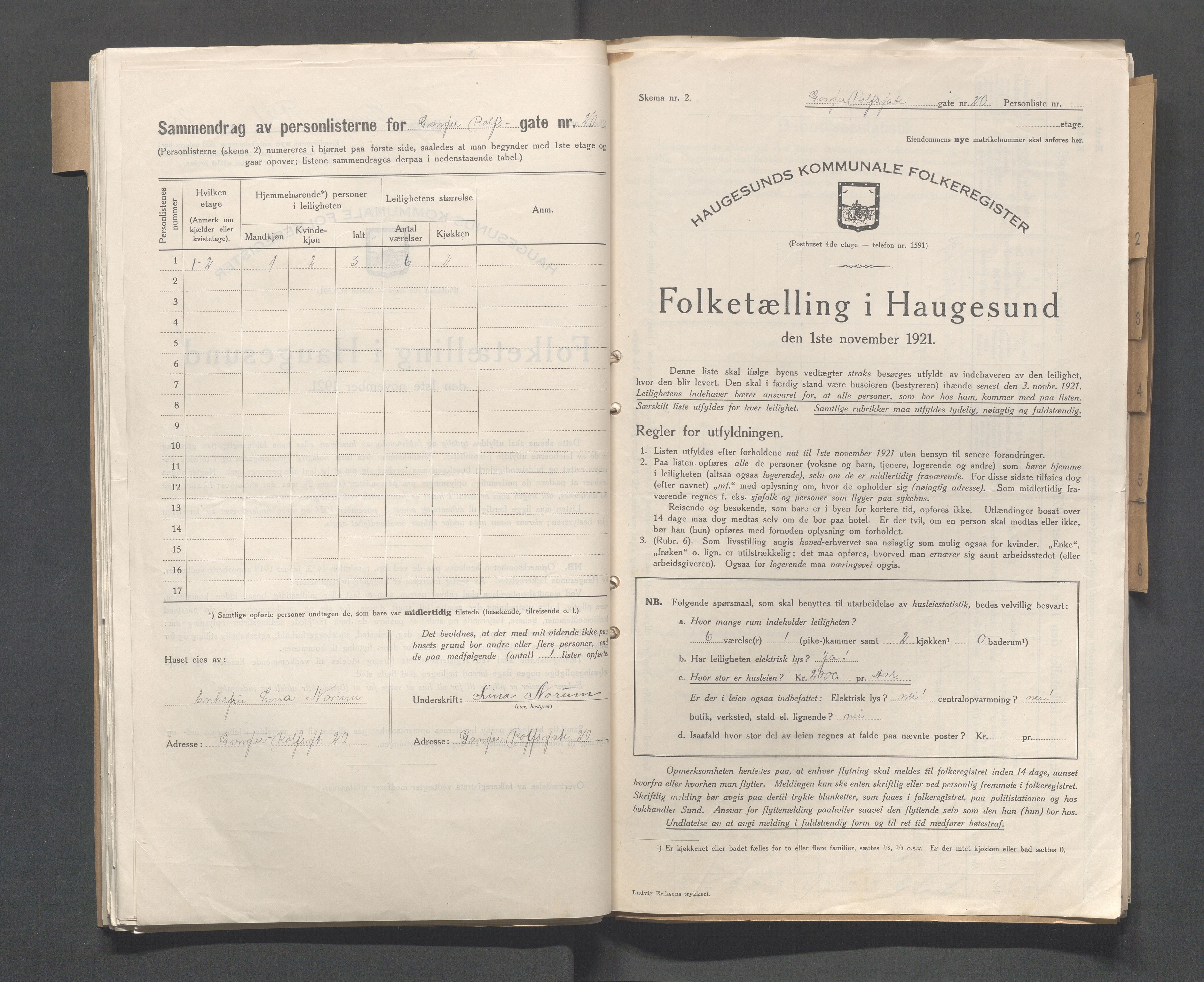 IKAR, Kommunal folketelling 1.11.1921 for Haugesund, 1921, s. 1161