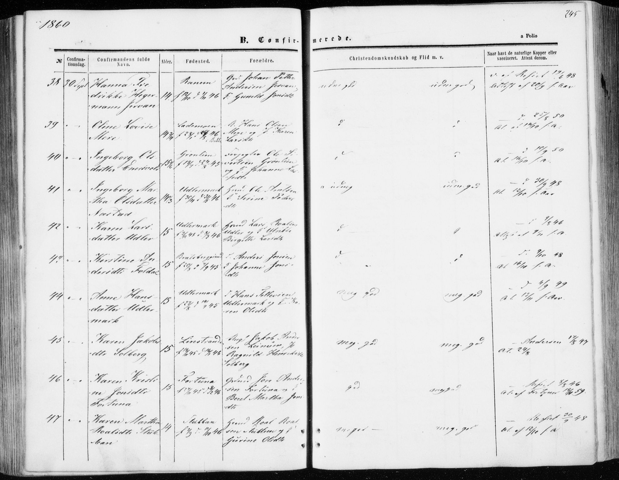 Ministerialprotokoller, klokkerbøker og fødselsregistre - Sør-Trøndelag, AV/SAT-A-1456/606/L0292: Ministerialbok nr. 606A07, 1856-1865, s. 245