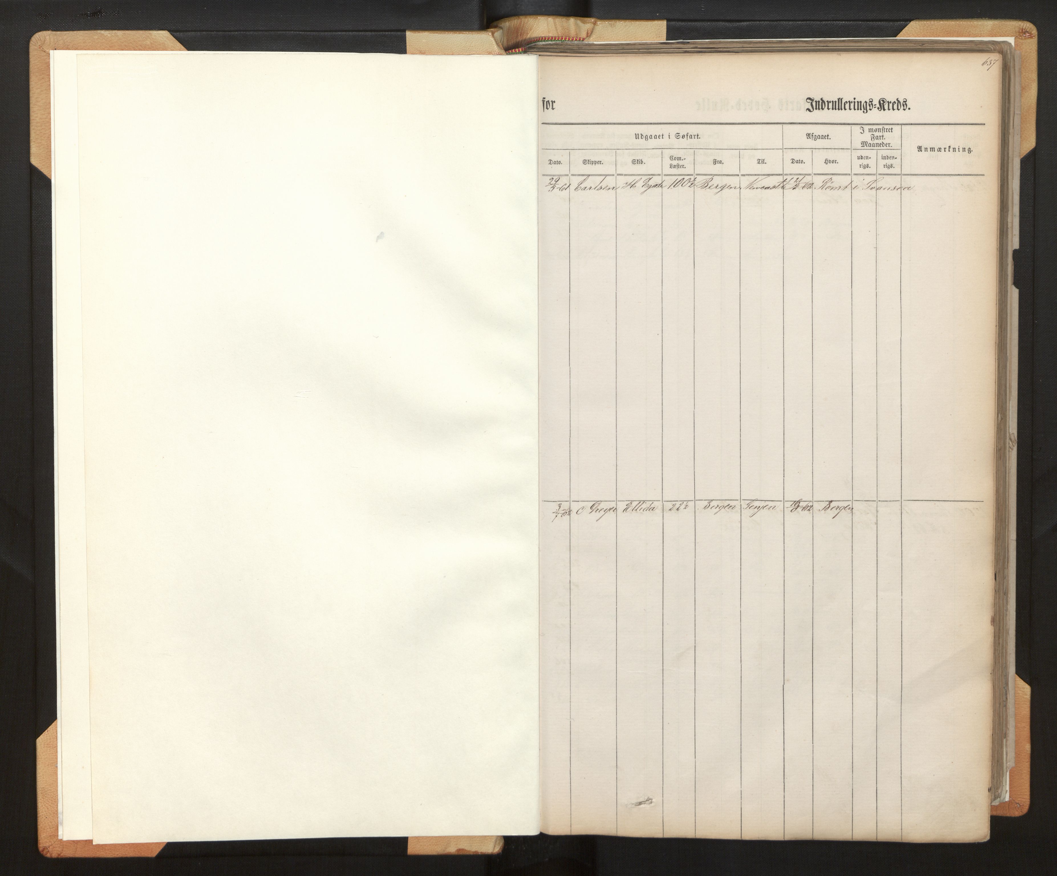 Innrulleringssjefen i Bergen, AV/SAB-A-100050/F/Fh/L0009: Sjøfarts-hovedrulle for Bergen krets, fol. 637 - ut, 1860-1865, s. 637