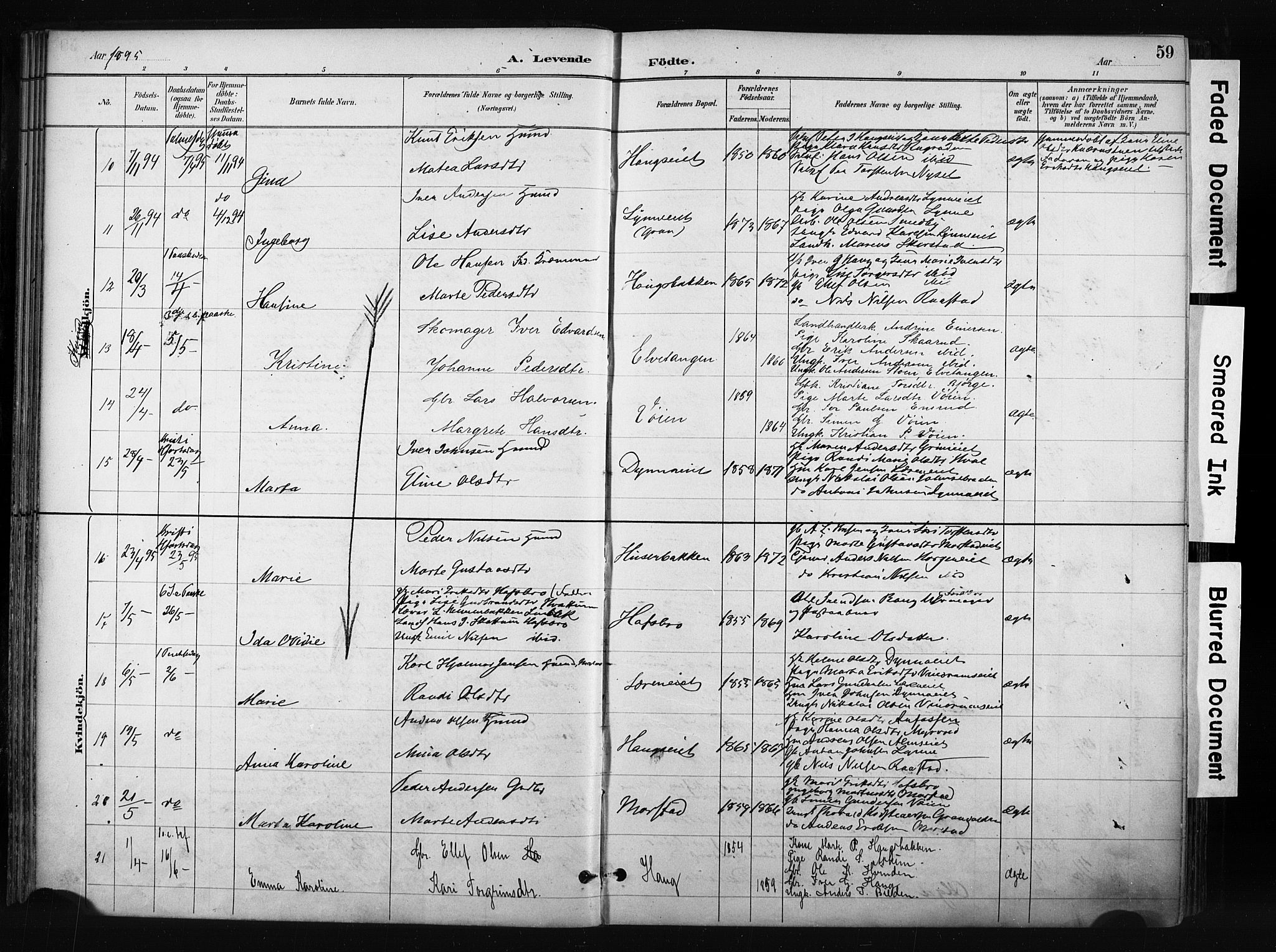 Gran prestekontor, AV/SAH-PREST-112/H/Ha/Haa/L0017: Ministerialbok nr. 17, 1889-1897, s. 59