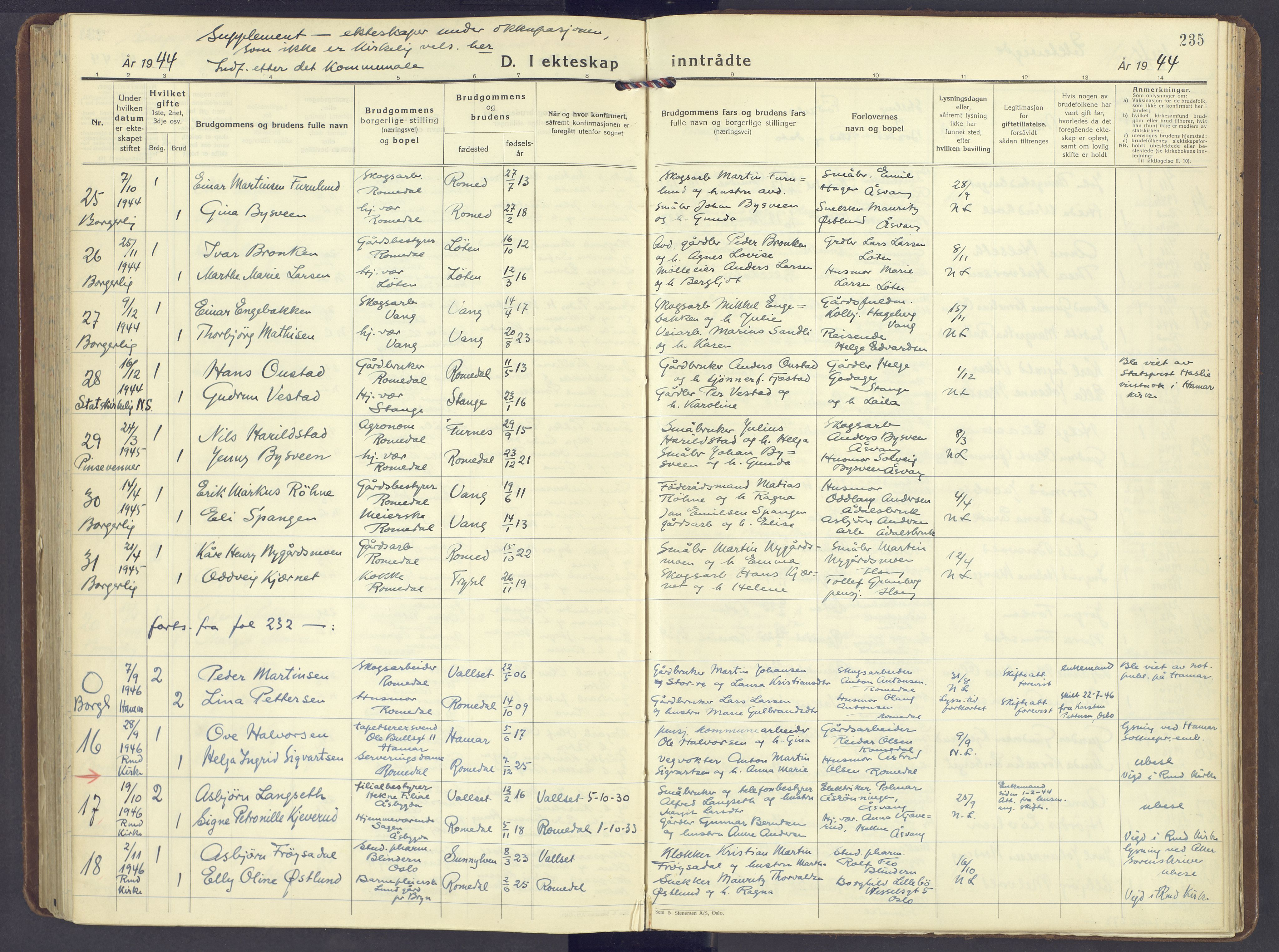 Romedal prestekontor, AV/SAH-PREST-004/K/L0014: Ministerialbok nr. 14, 1936-1949, s. 235