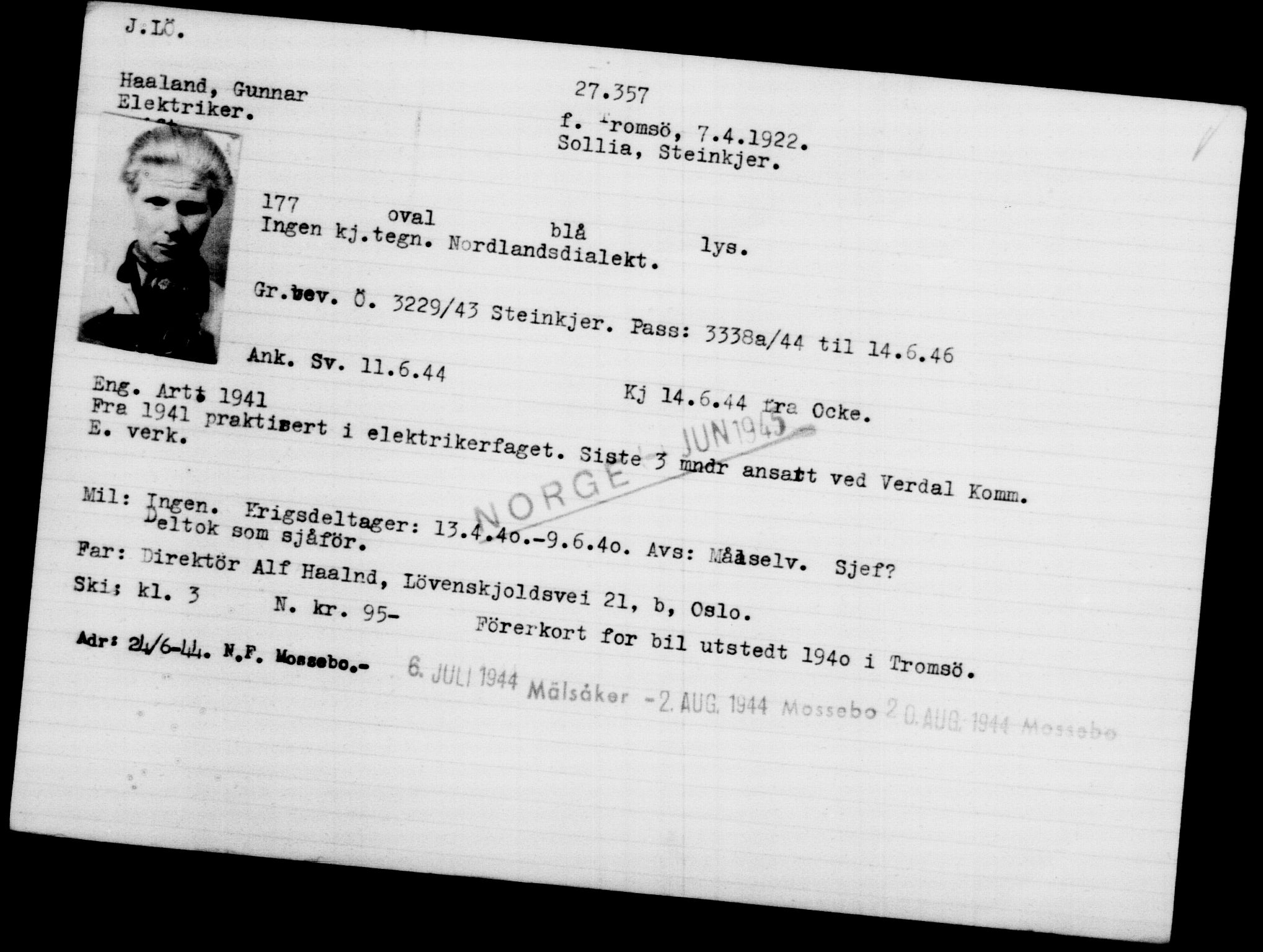 Utenriksstasjonene, Legasjonen i Stockholm, Flyktningkontoret, AV/RA-S-6753/V/Va/L0011: Kjesäterkartoteket, flyktninger med registreringsnr. 25300-28349, 1940-1945, s. 2178