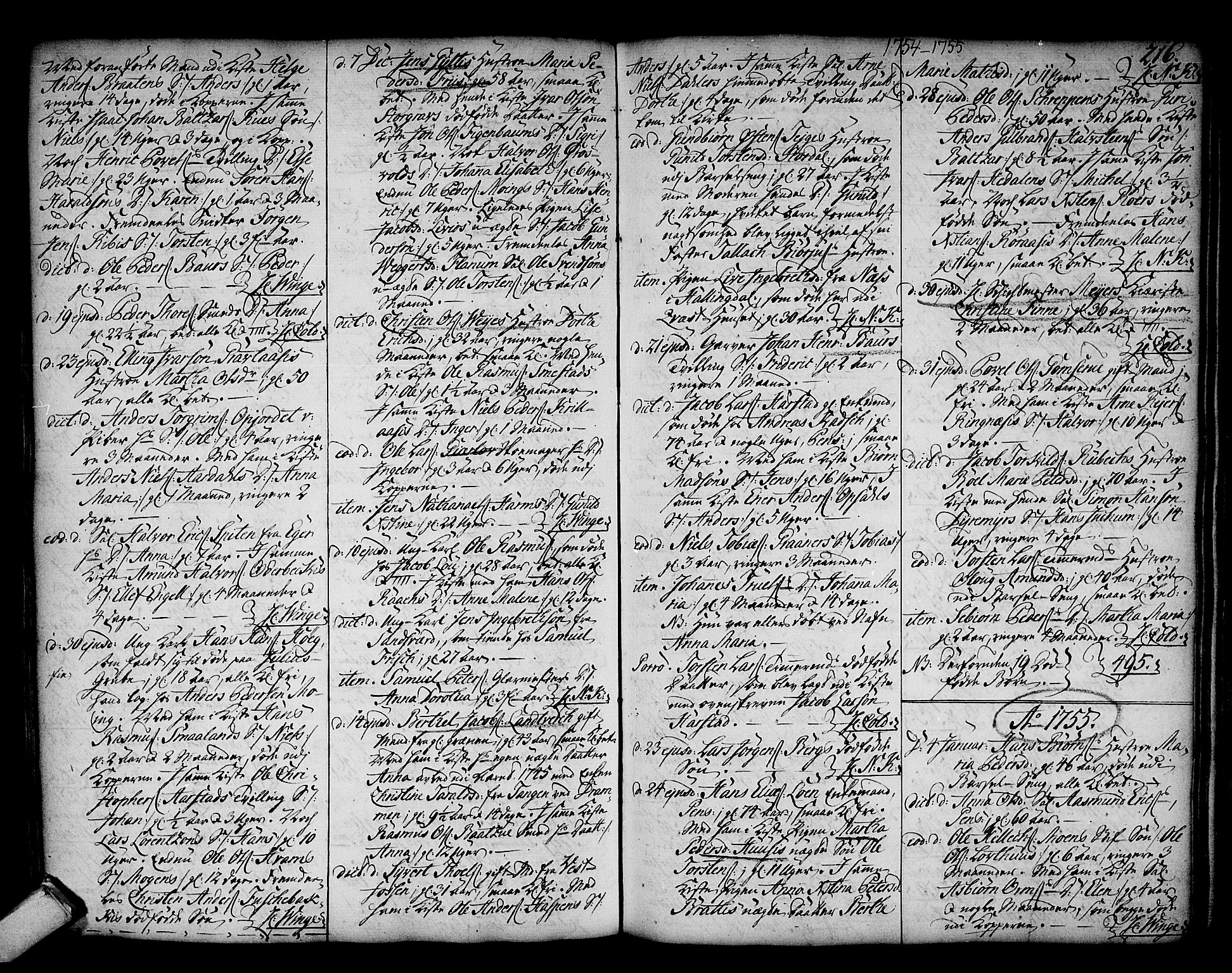 Kongsberg kirkebøker, SAKO/A-22/F/Fa/L0003: Ministerialbok nr. I 3, 1744-1755, s. 216