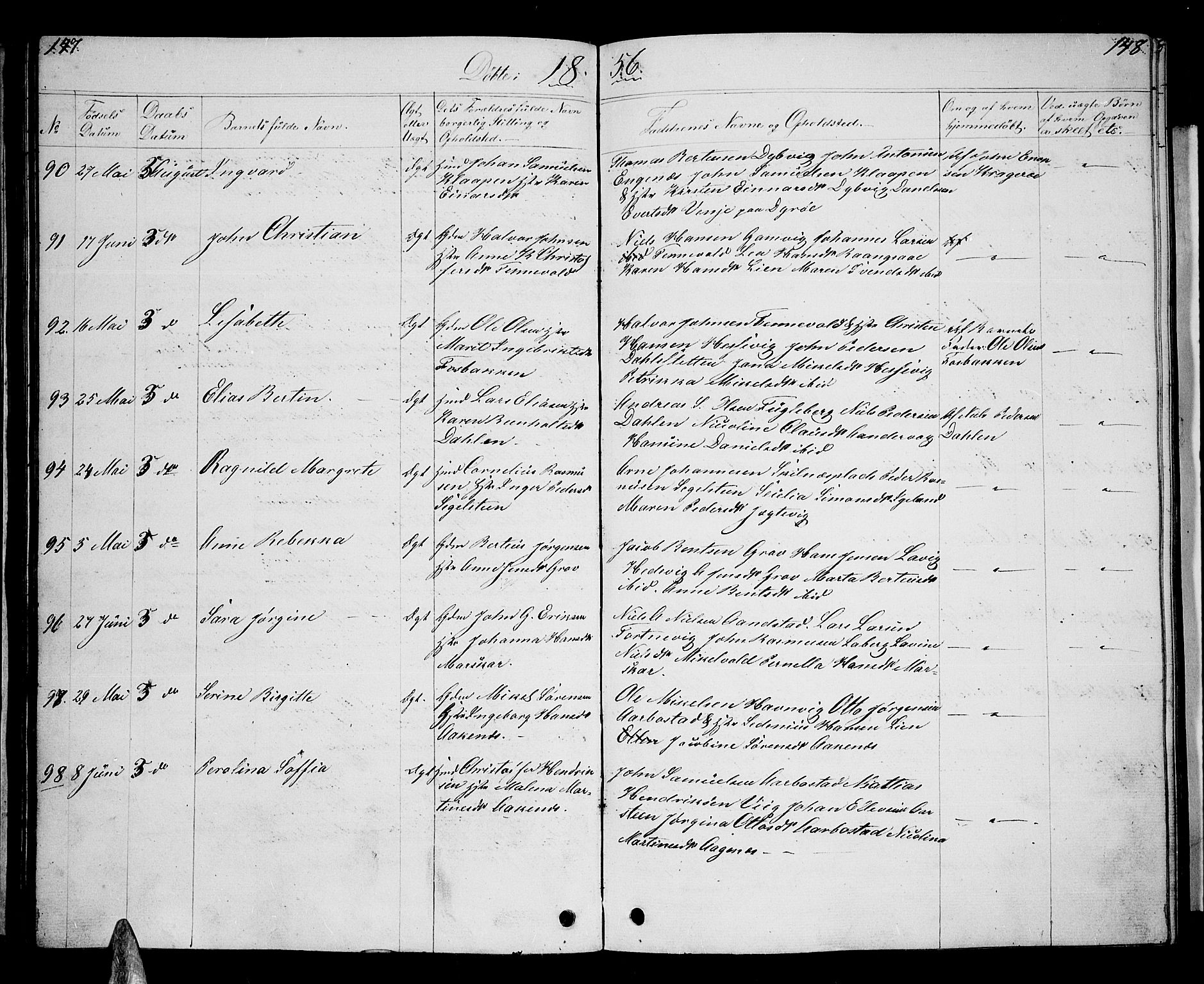 Ibestad sokneprestembete, AV/SATØ-S-0077/H/Ha/Hab/L0004klokker: Klokkerbok nr. 4, 1852-1860, s. 147-148