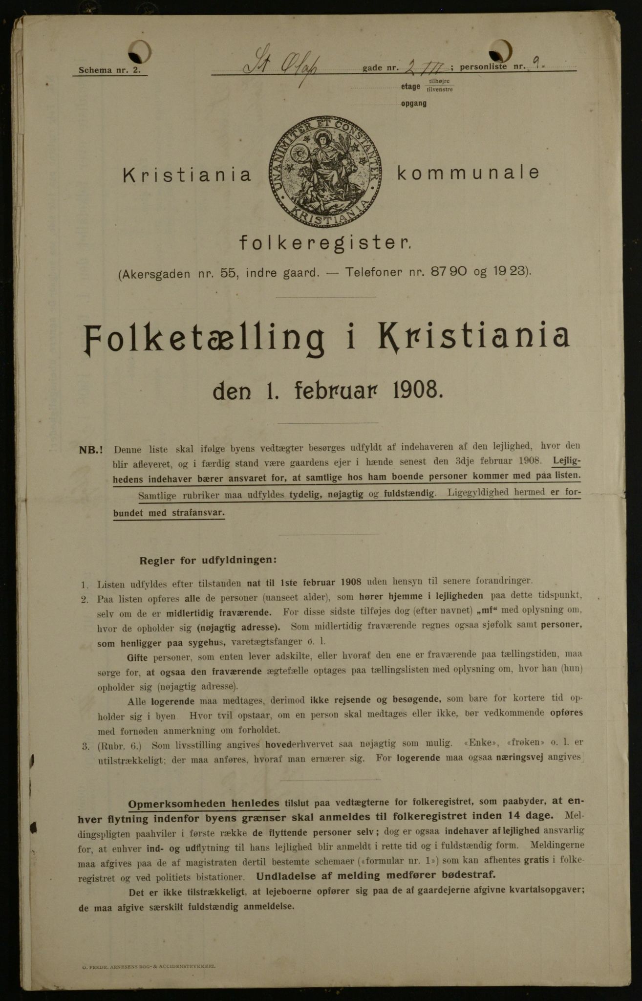 OBA, Kommunal folketelling 1.2.1908 for Kristiania kjøpstad, 1908, s. 79285