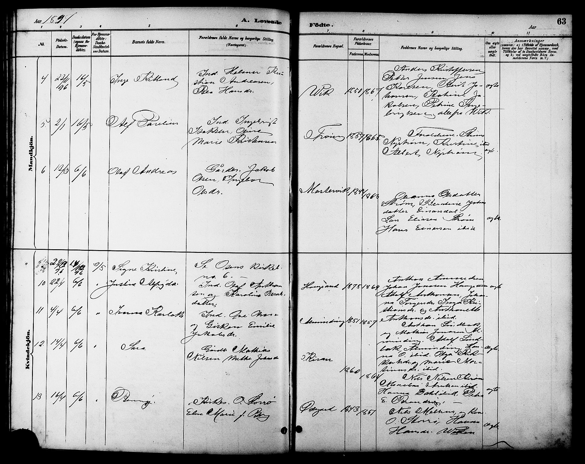 Ministerialprotokoller, klokkerbøker og fødselsregistre - Sør-Trøndelag, AV/SAT-A-1456/657/L0716: Klokkerbok nr. 657C03, 1889-1904, s. 63