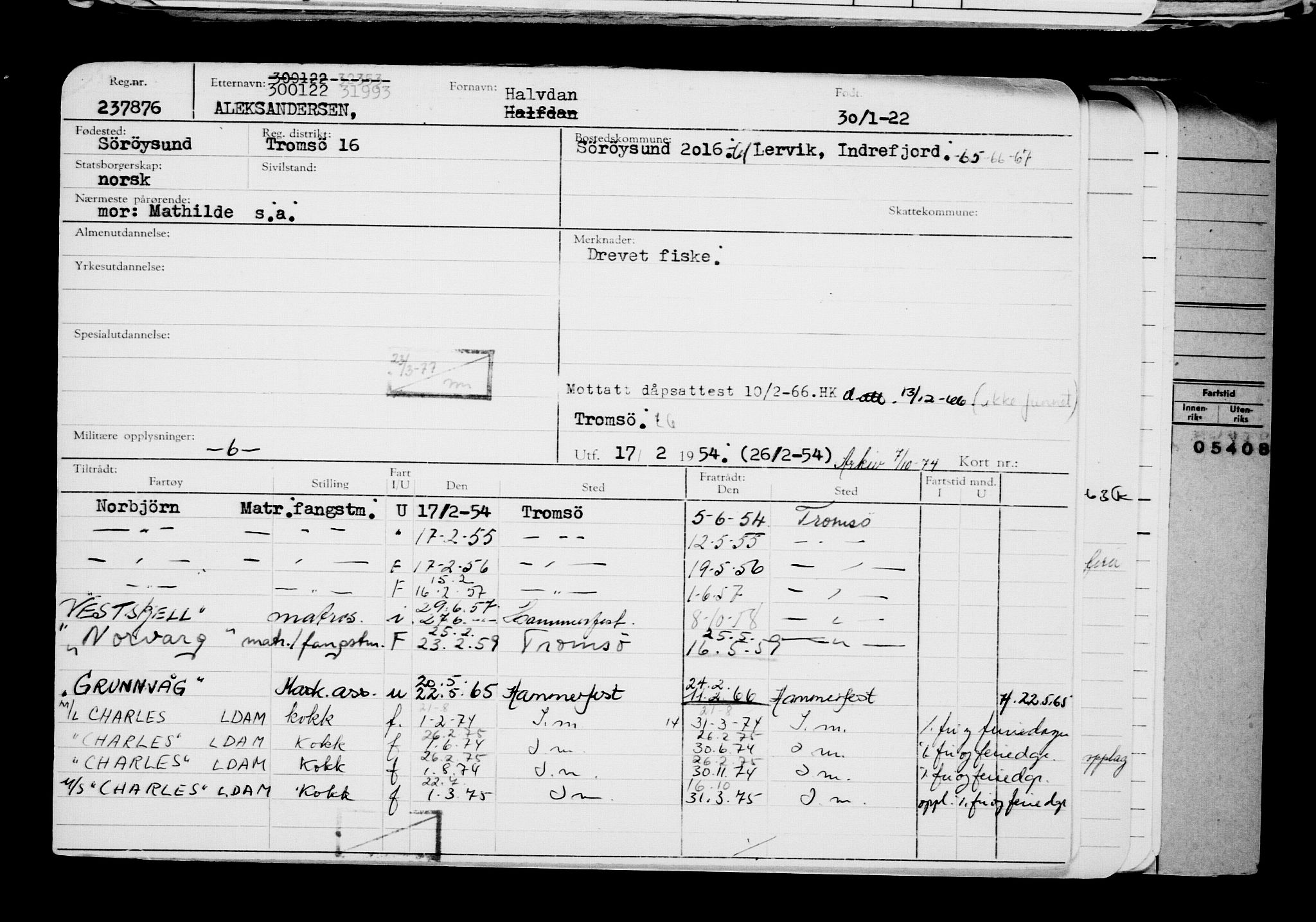 Direktoratet for sjømenn, AV/RA-S-3545/G/Gb/L0202: Hovedkort, 1922, s. 432