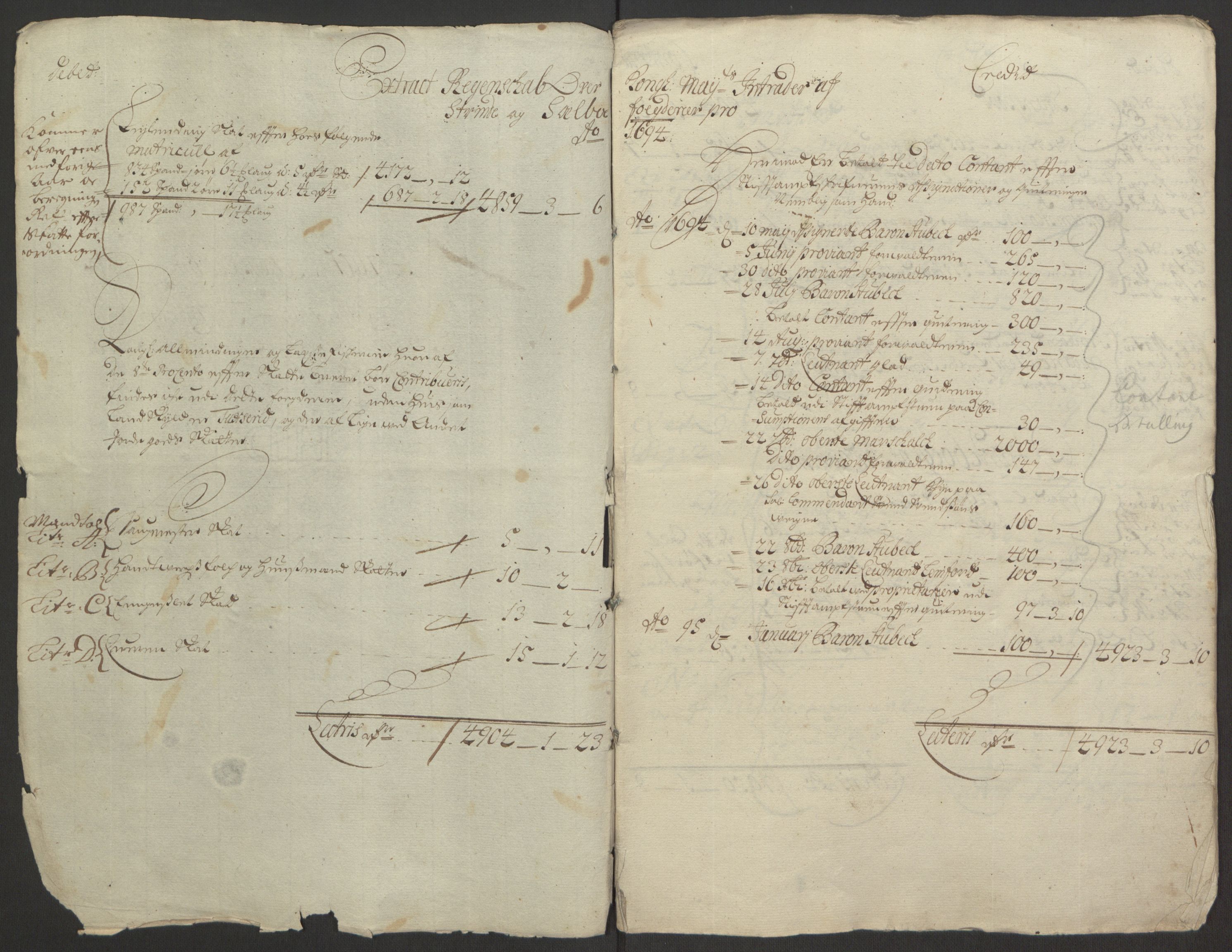 Rentekammeret inntil 1814, Reviderte regnskaper, Fogderegnskap, RA/EA-4092/R61/L4104: Fogderegnskap Strinda og Selbu, 1693-1694, s. 188