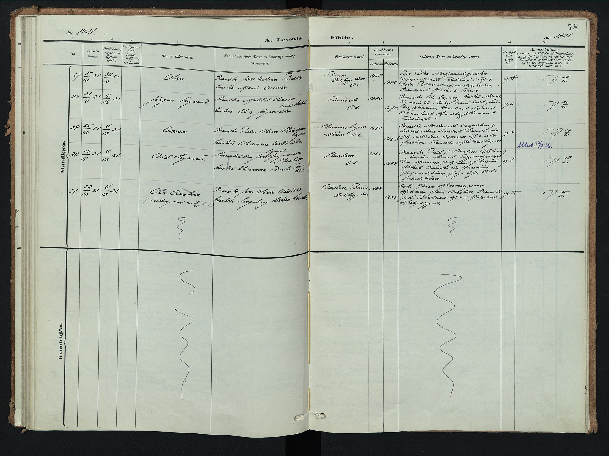 Tolga prestekontor, AV/SAH-PREST-062/K/L0009: Ministerialbok nr. 9, 1903-1928, s. 78