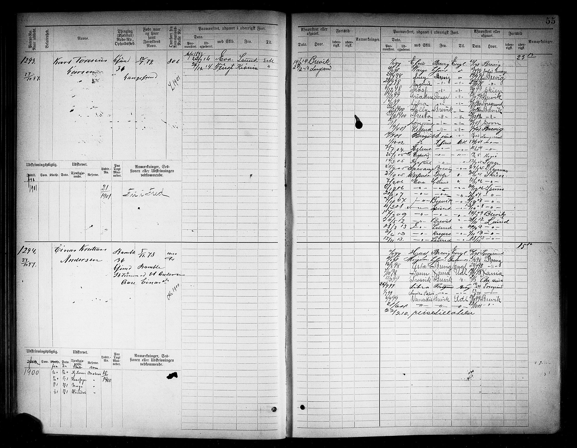 Langesund innrulleringskontor, AV/SAKO-A-831/F/Fc/L0006: Hovedrulle, 1891-1922, s. 57