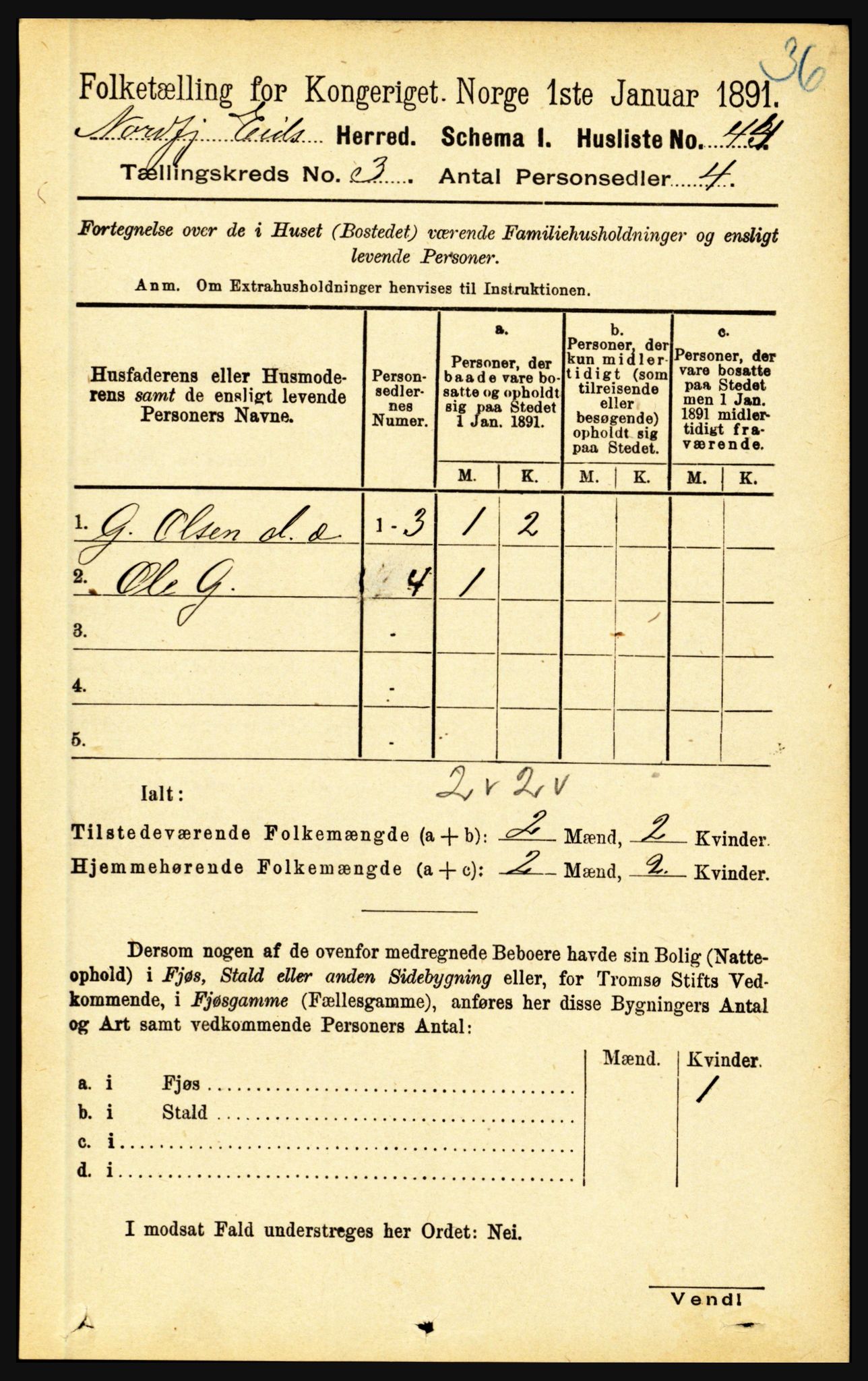 RA, Folketelling 1891 for 1443 Eid herred, 1891, s. 531