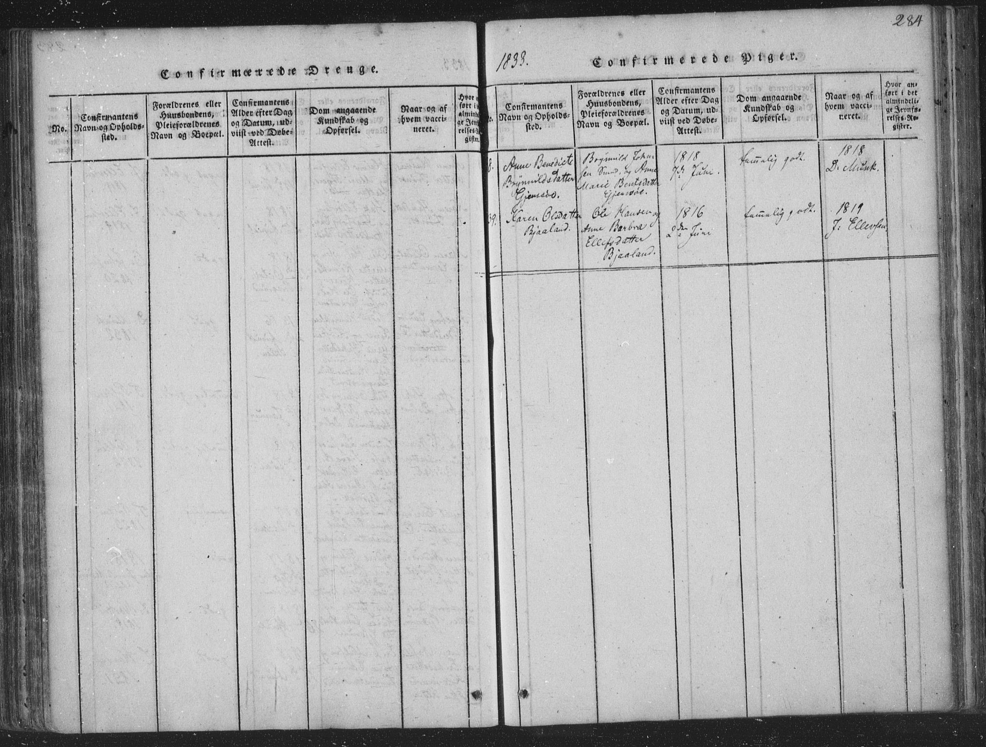 Solum kirkebøker, AV/SAKO-A-306/F/Fa/L0004: Ministerialbok nr. I 4, 1814-1833, s. 284