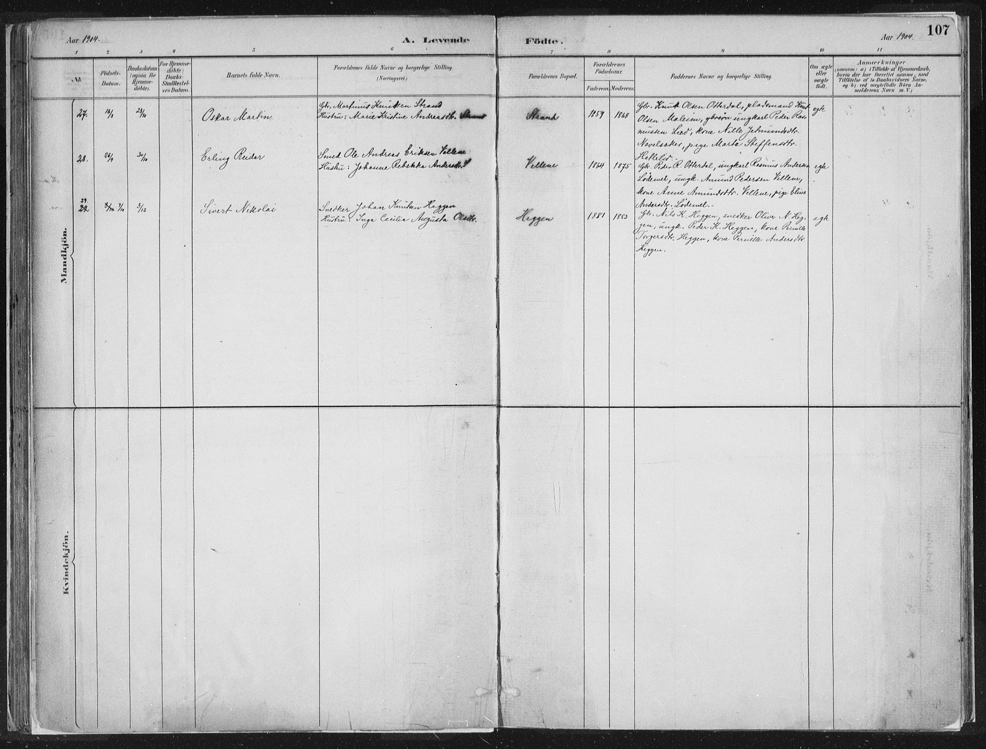 Hornindal sokneprestembete, SAB/A-82401/H/Haa/Haaa/L0003/0001: Ministerialbok nr. A 3A, 1887-1917, s. 107