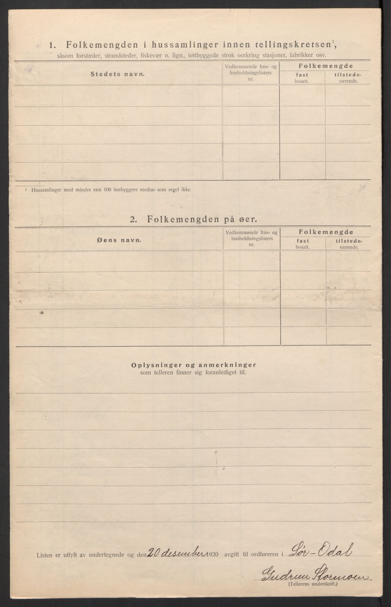 SAH, Folketelling 1920 for 0419 Sør-Odal herred, 1920, s. 33