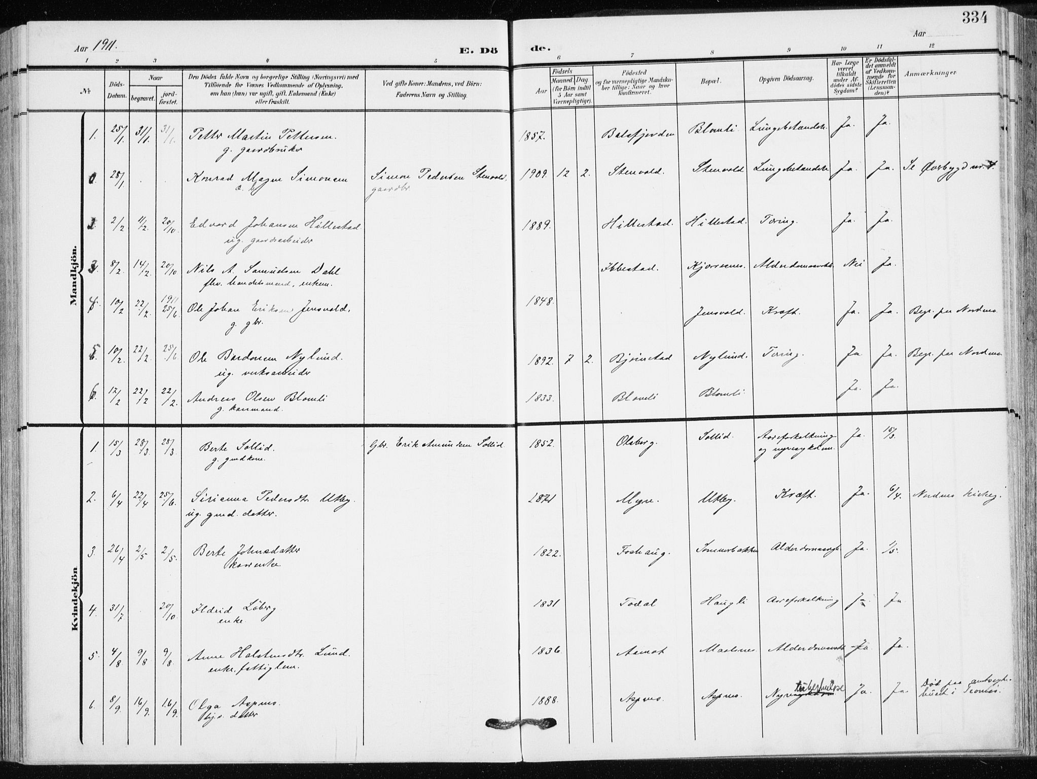 Målselv sokneprestembete, AV/SATØ-S-1311/G/Ga/Gaa/L0011kirke: Ministerialbok nr. 11, 1904-1918, s. 334