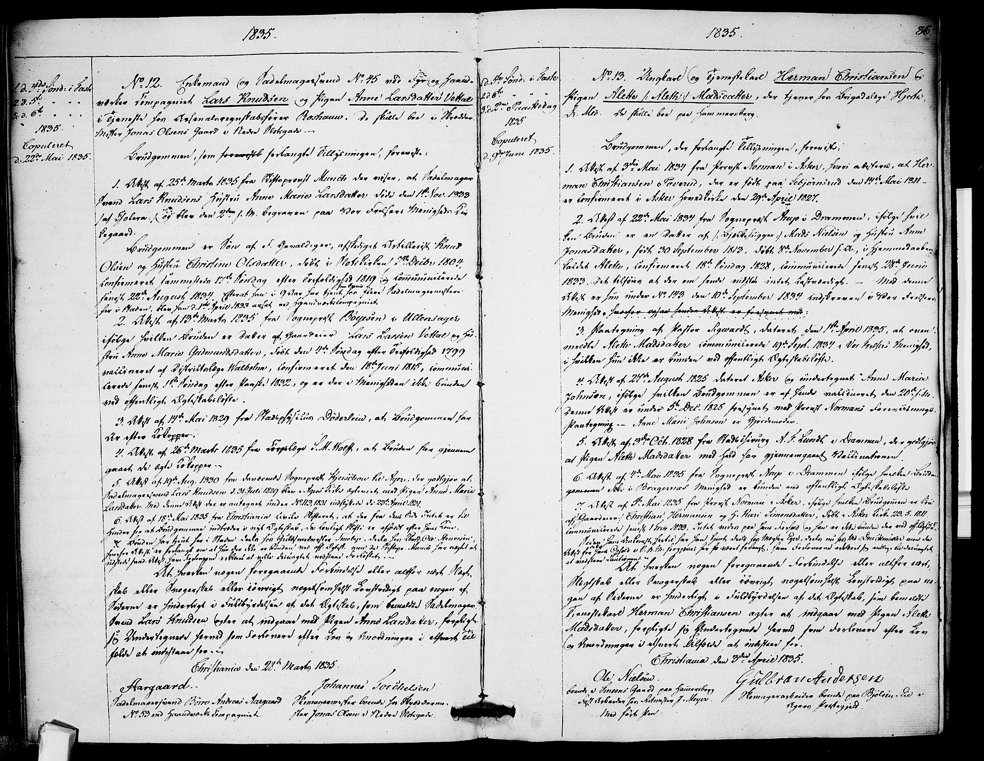 Garnisonsmenigheten Kirkebøker, AV/SAO-A-10846/H/Ha/L0002: Lysningsprotokoll nr. I 2, 1829-1835, s. 86